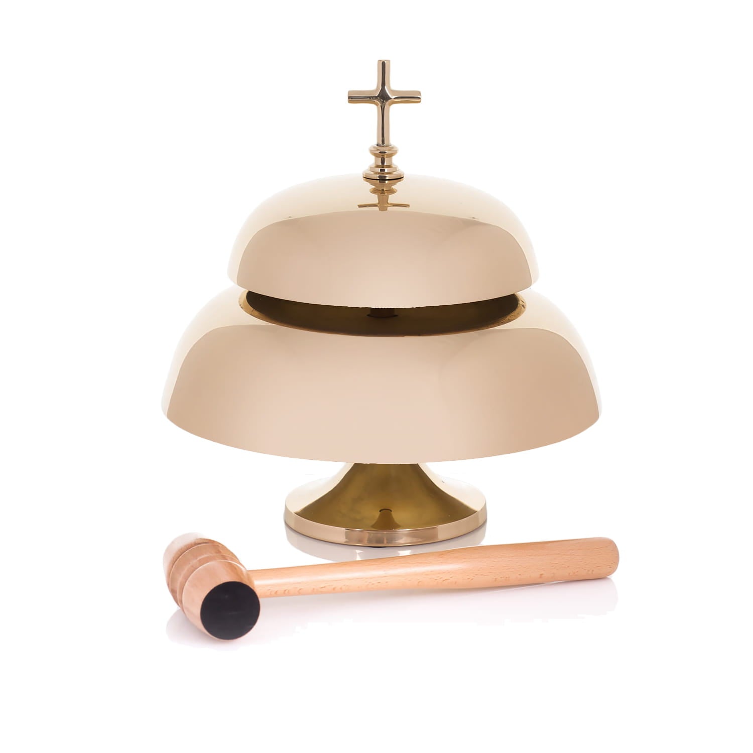 Gong doppio - ottone - martelletto in legno - 33 cm