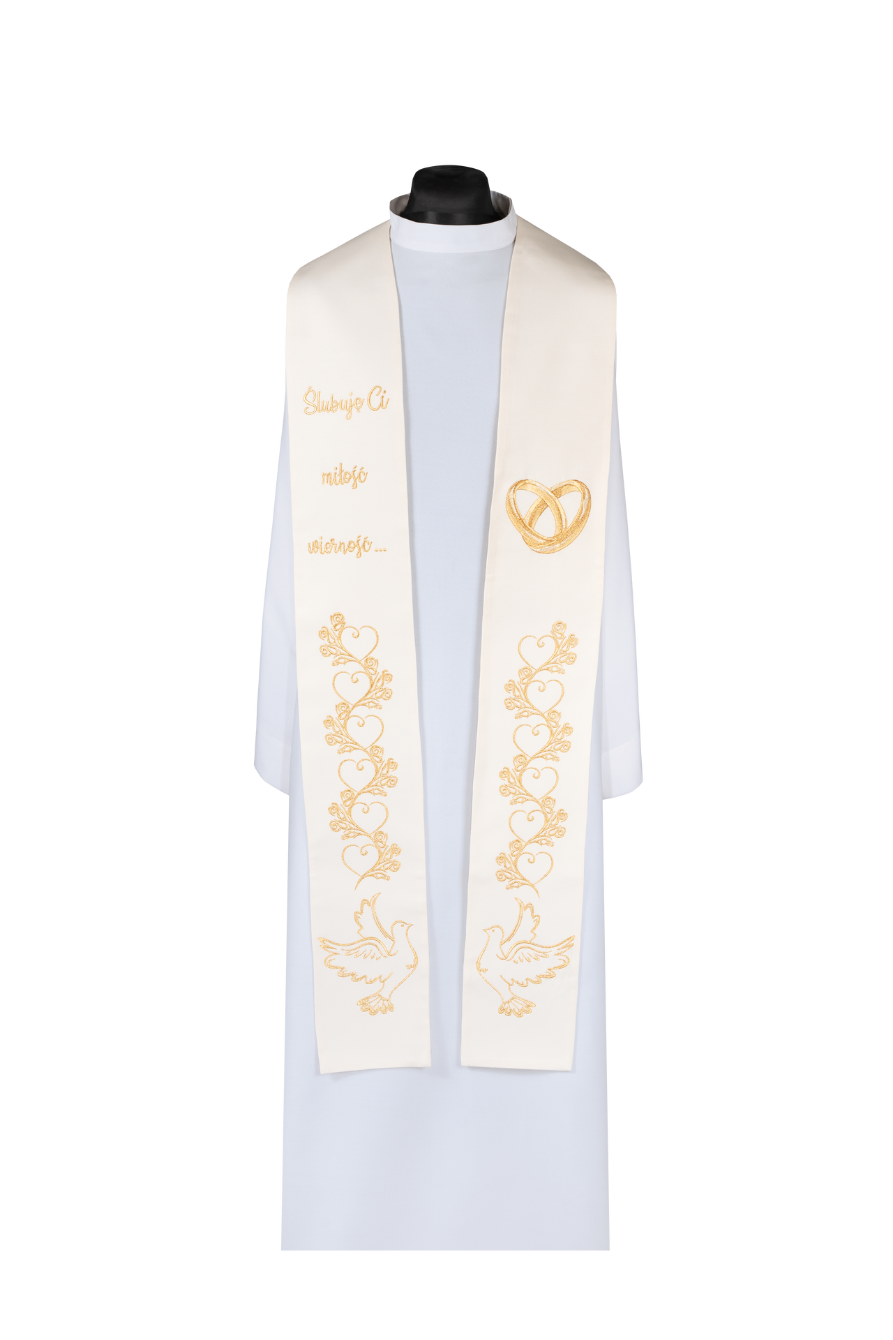 Stuła haftowana Ślubna ecru - ORNATY.PL
