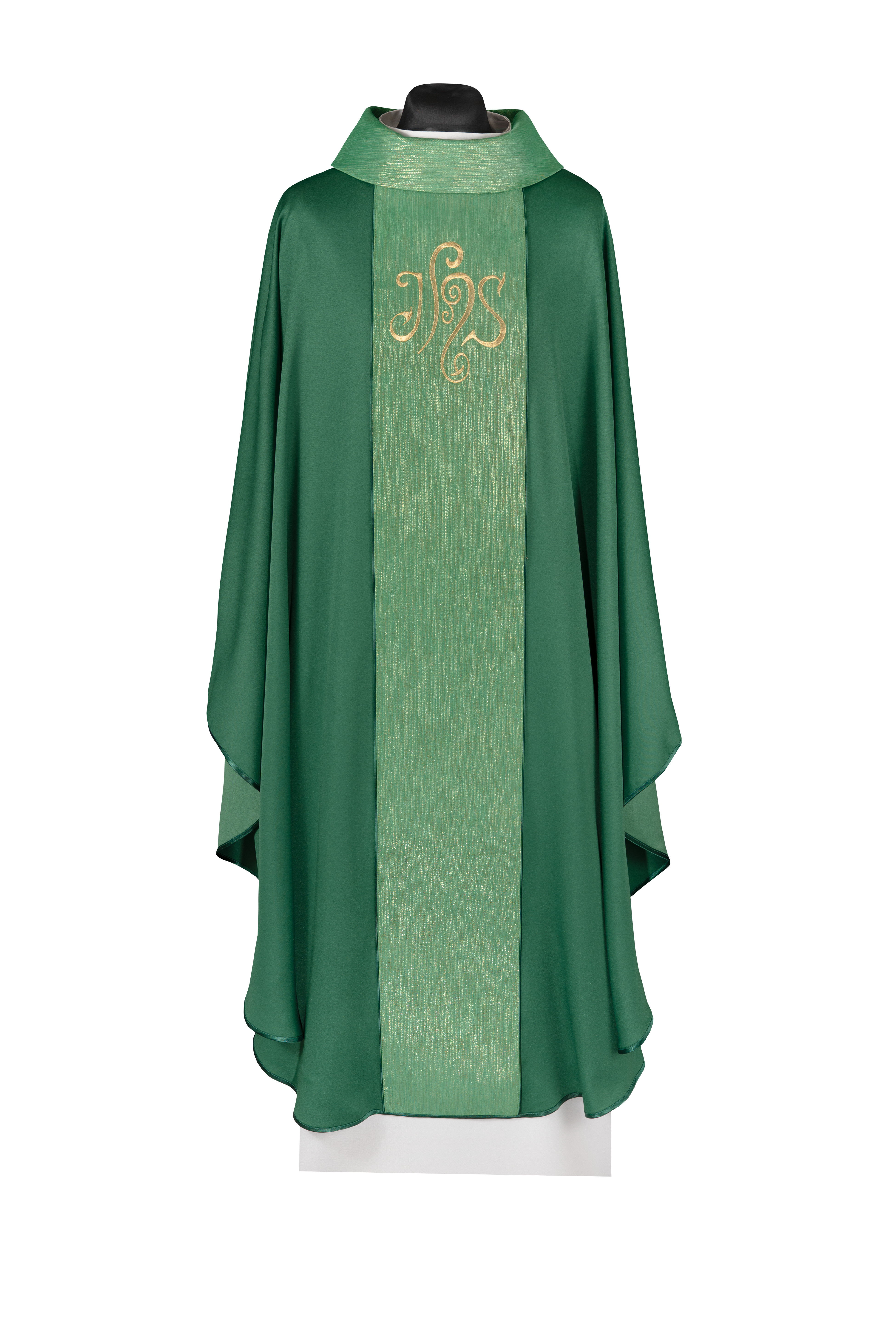 Pianeta verde decorata con fascia e ricamo IHS