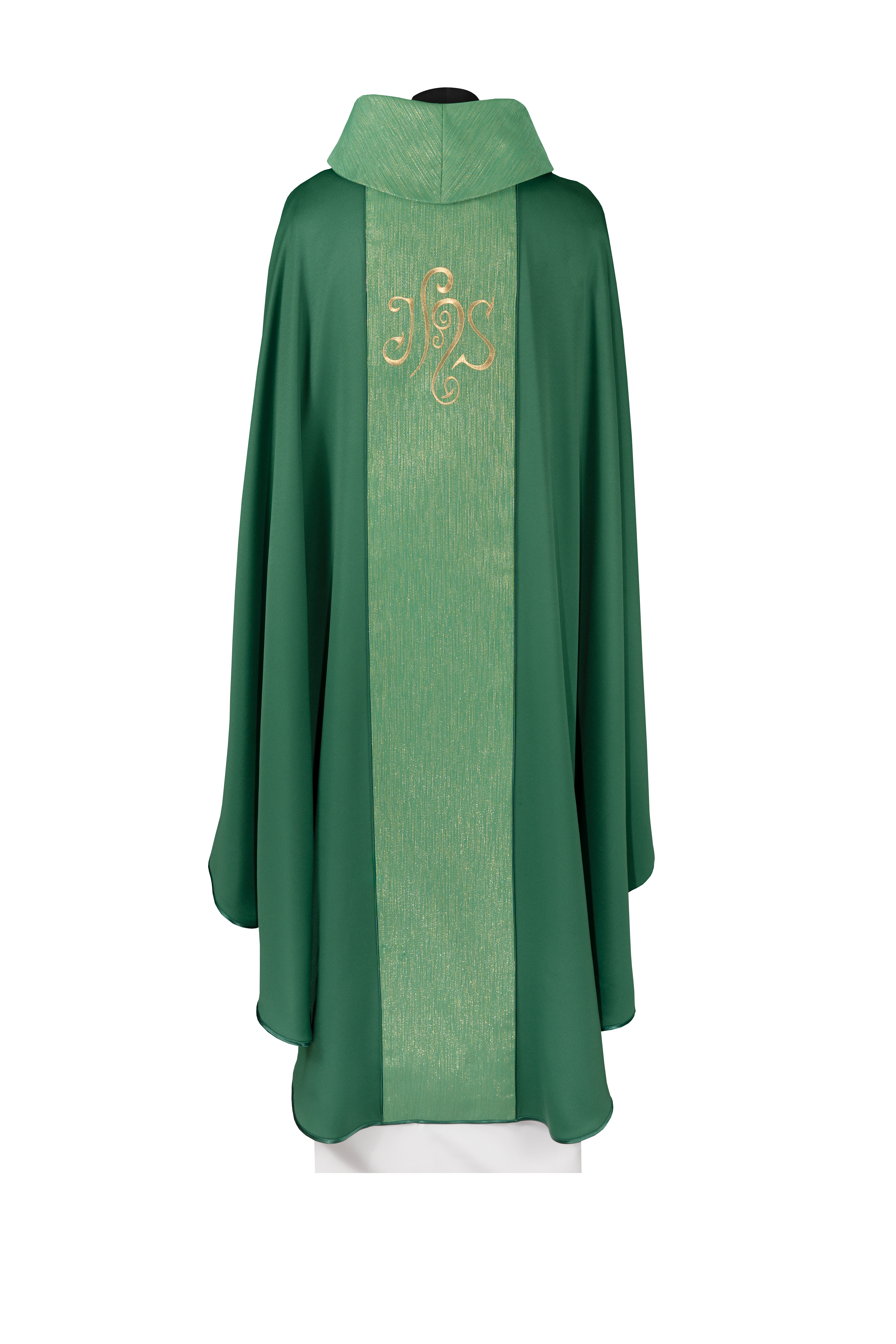 Pianeta verde decorata con fascia e ricamo IHS
