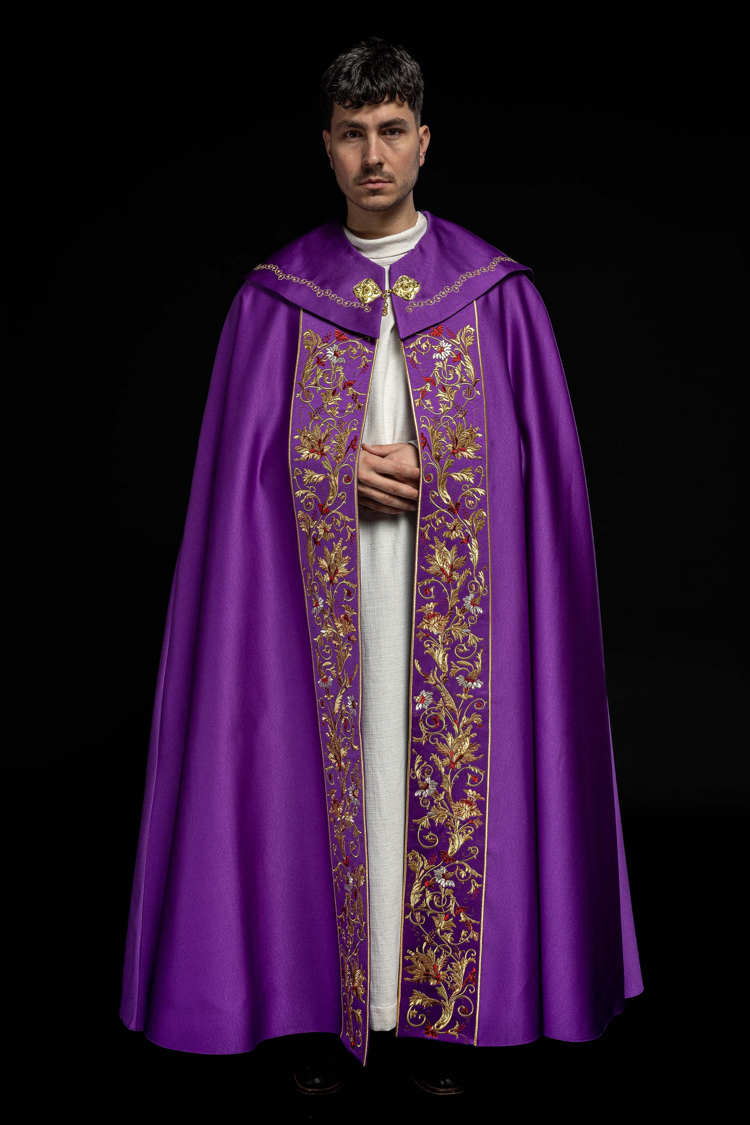 Kapa eucharystyczna monogram PX w kolorze fioletowym - ORNATY.PL
