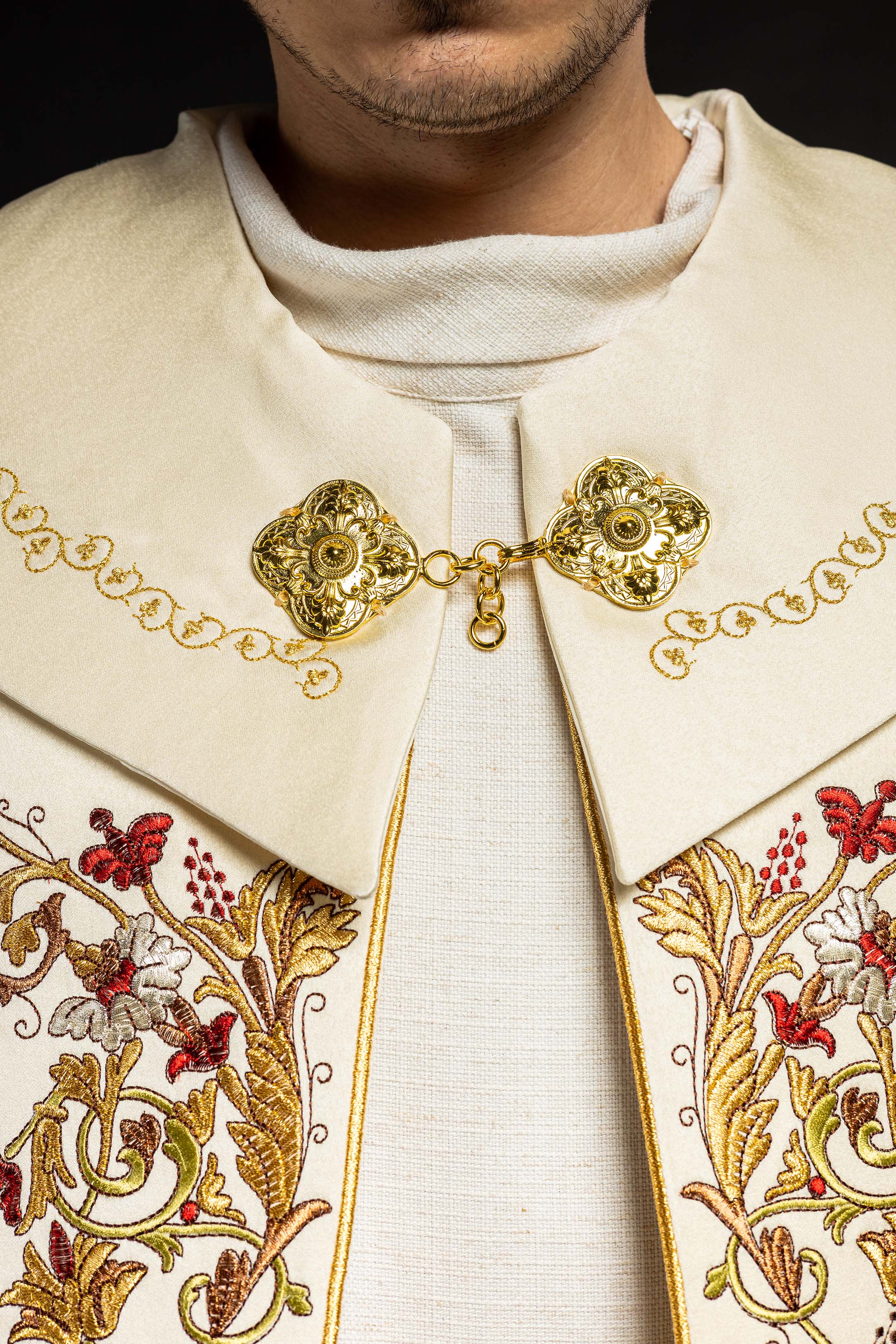 Kapa eucharystyczna monogramem PAX ecru - ORNATY.PL