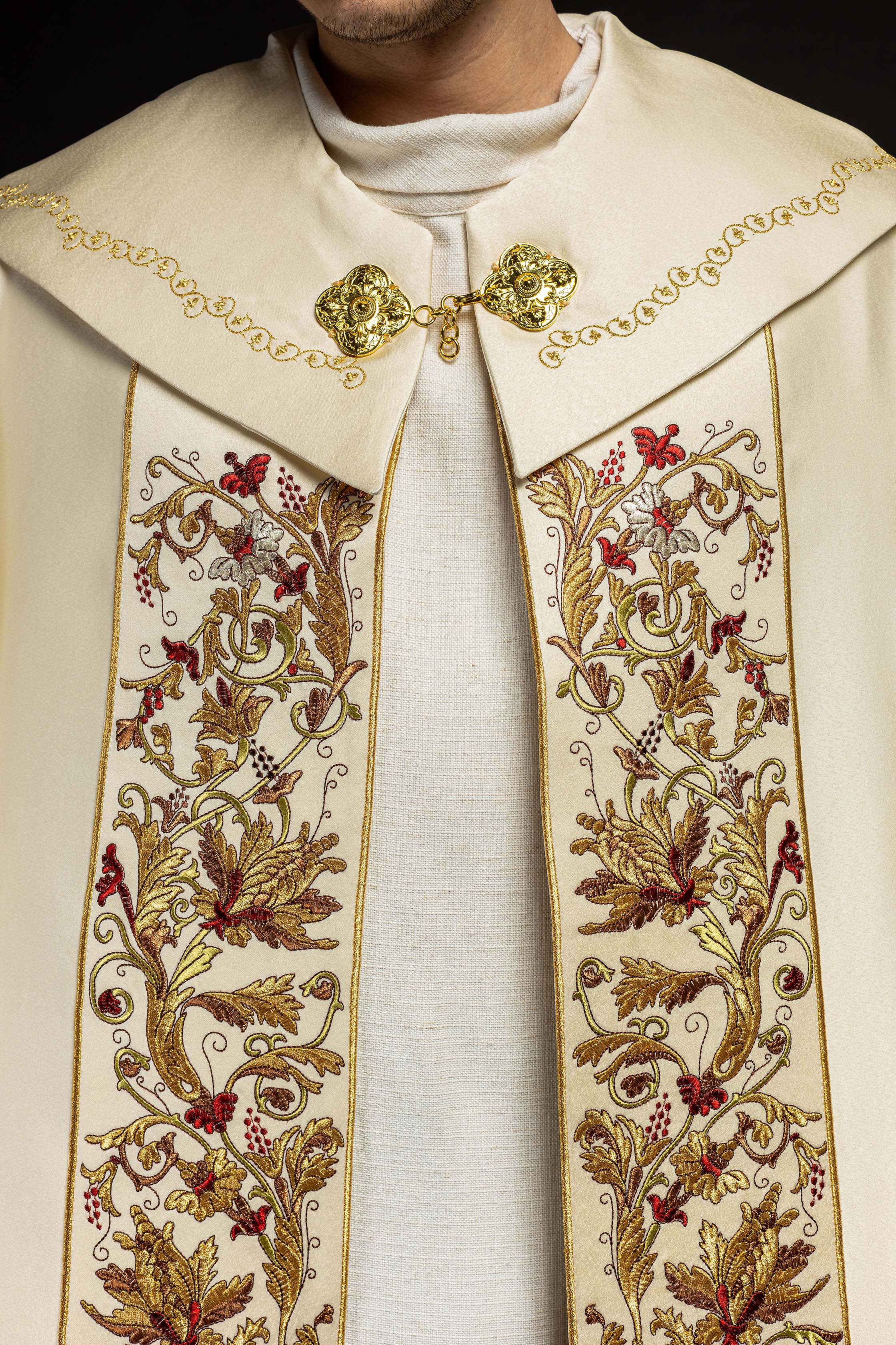 Kapa eucharystyczna monogramem PAX ecru - ORNATY.PL
