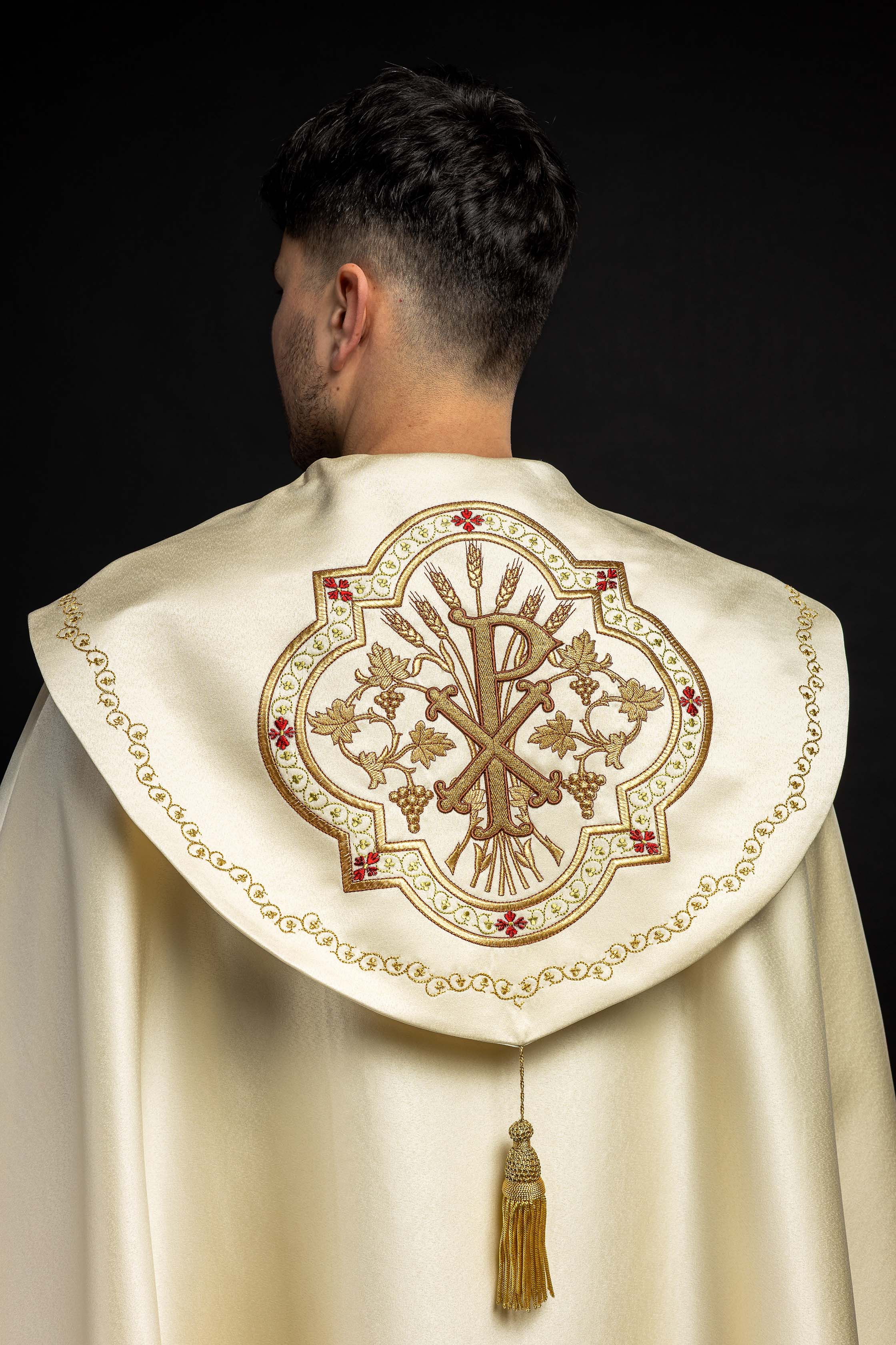 Kapa eucharystyczna monogramem PAX ecru - ORNATY.PL