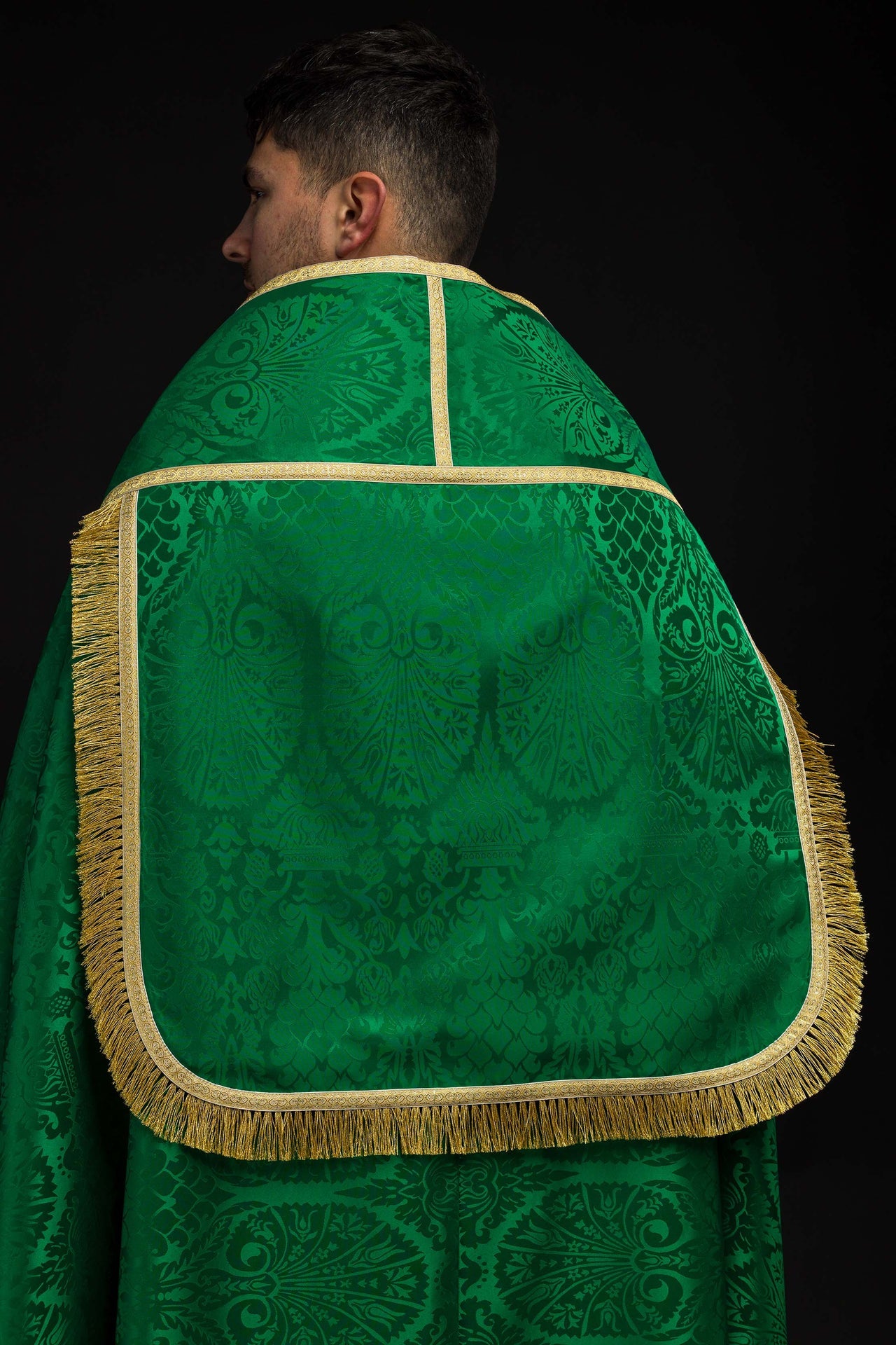 Piviale romano in tessuto jacquard – Verde