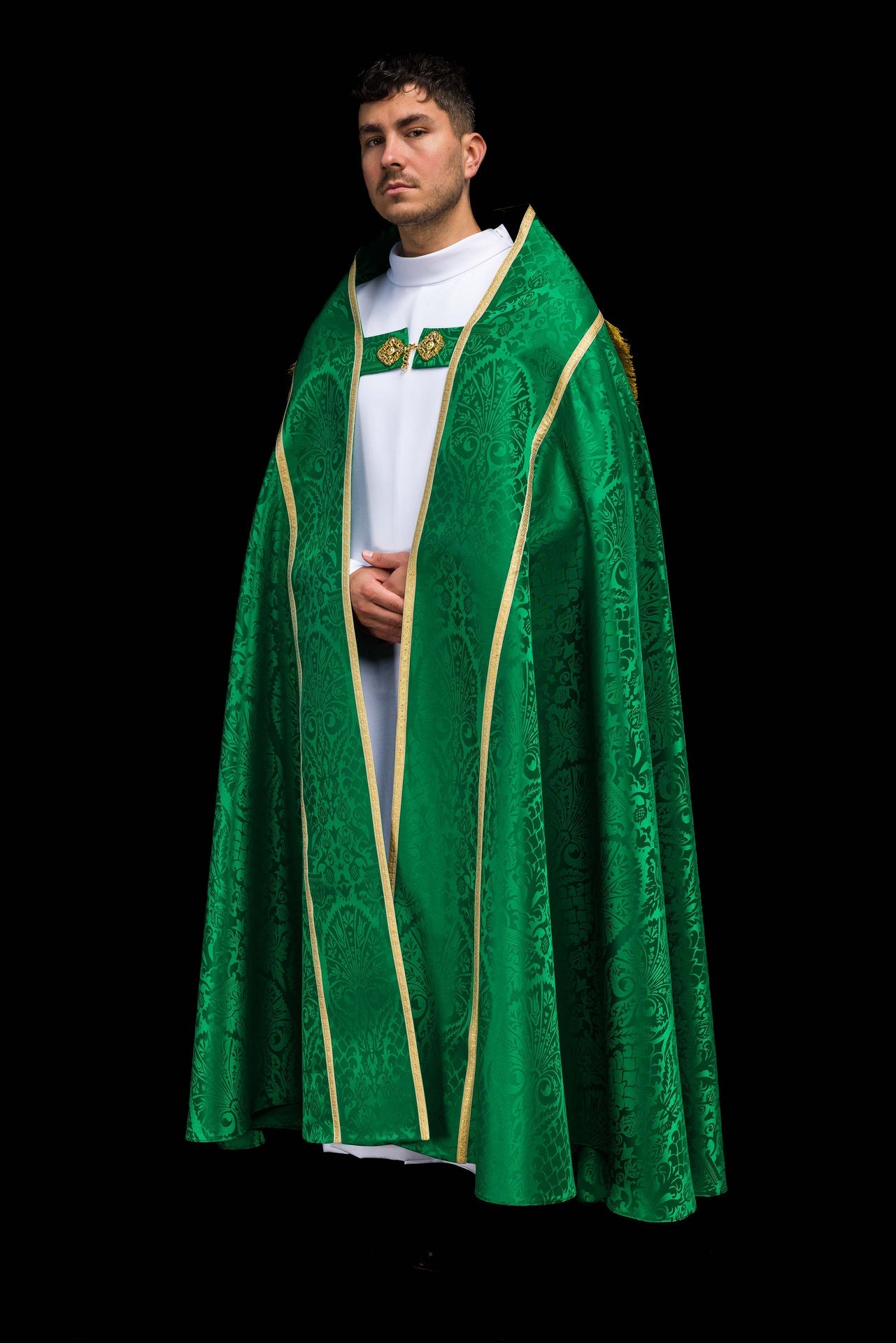 Piviale romano in tessuto jacquard – Verde