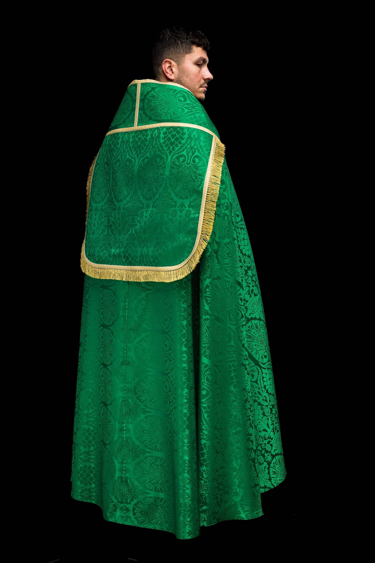 Piviale romano in tessuto jacquard – Verde