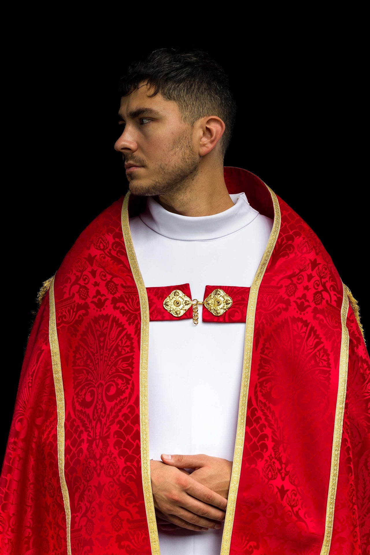 Piviale romano in tessuto jacquard – Rosso