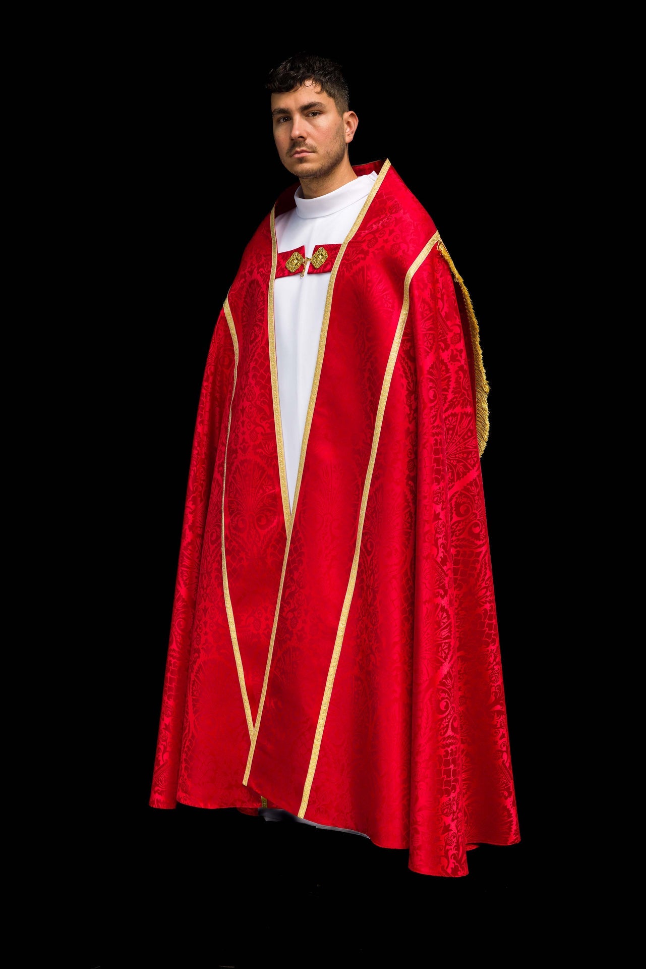 Piviale romano in tessuto jacquard – Rosso