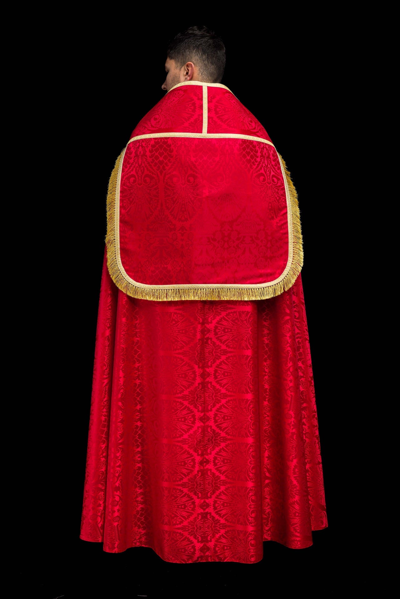 Piviale romano in tessuto jacquard – Rosso