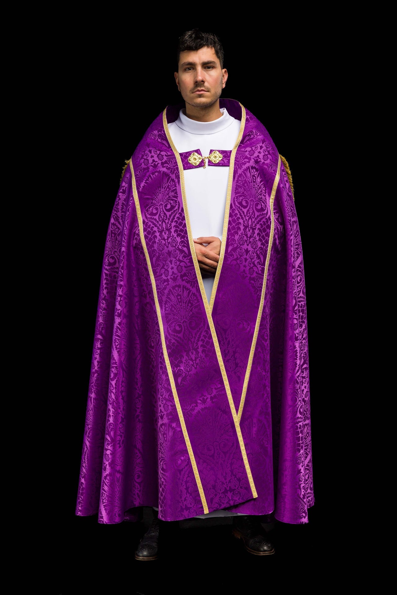 Piviale romano in tessuto jacquard – Viola