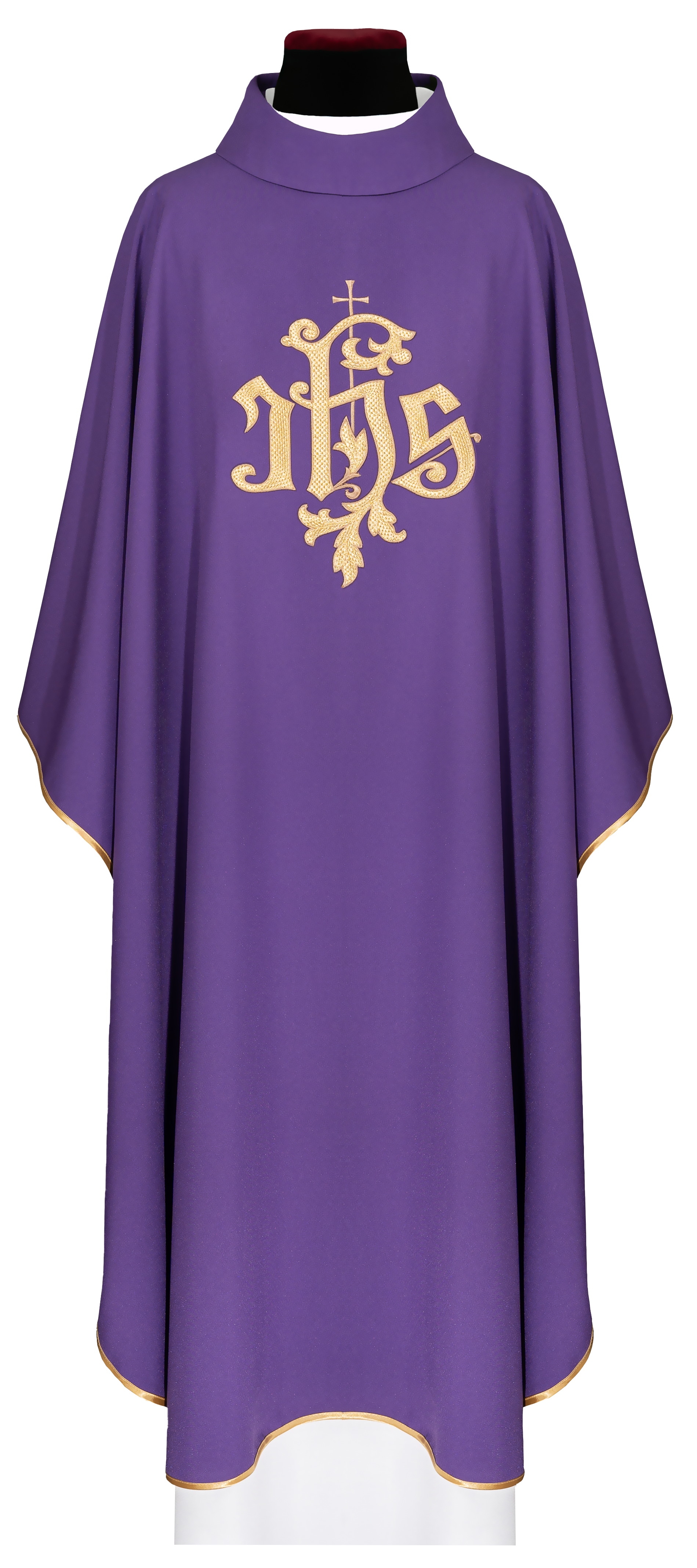 Pianeta viola con ricamo dorato IHS