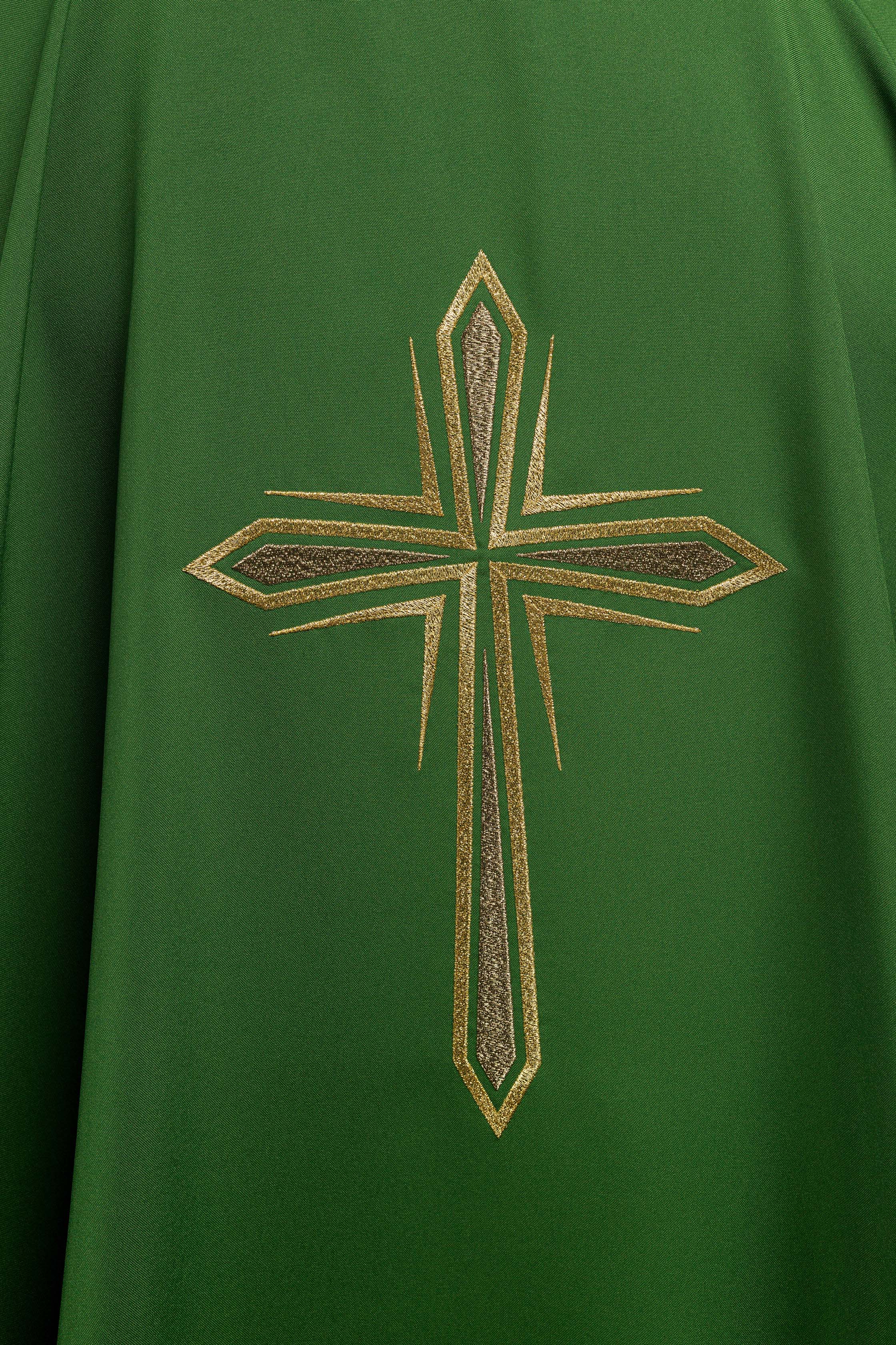Casula Verde con ricamo della Croce