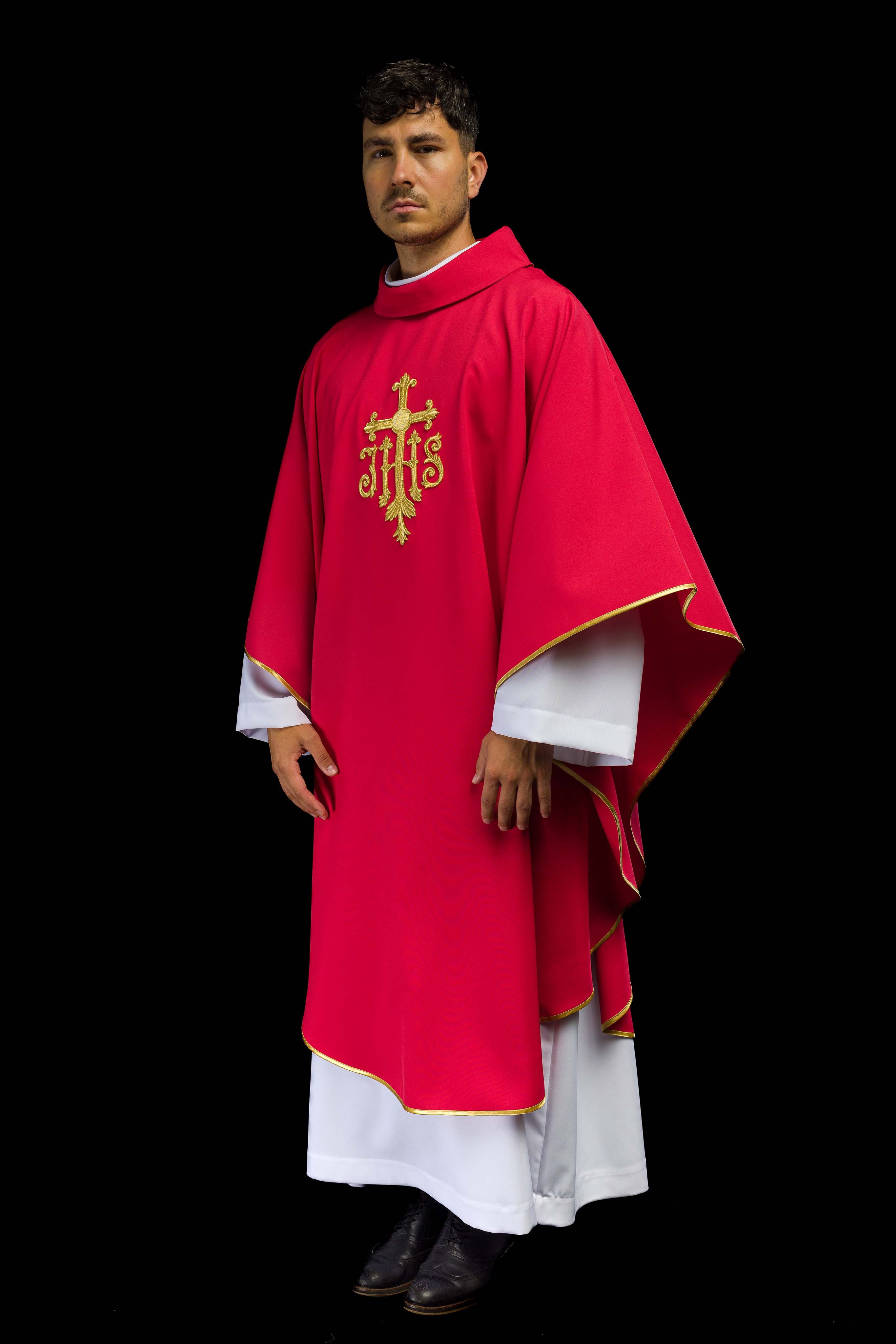 Casula ricamata Rossa con simbolo JHS