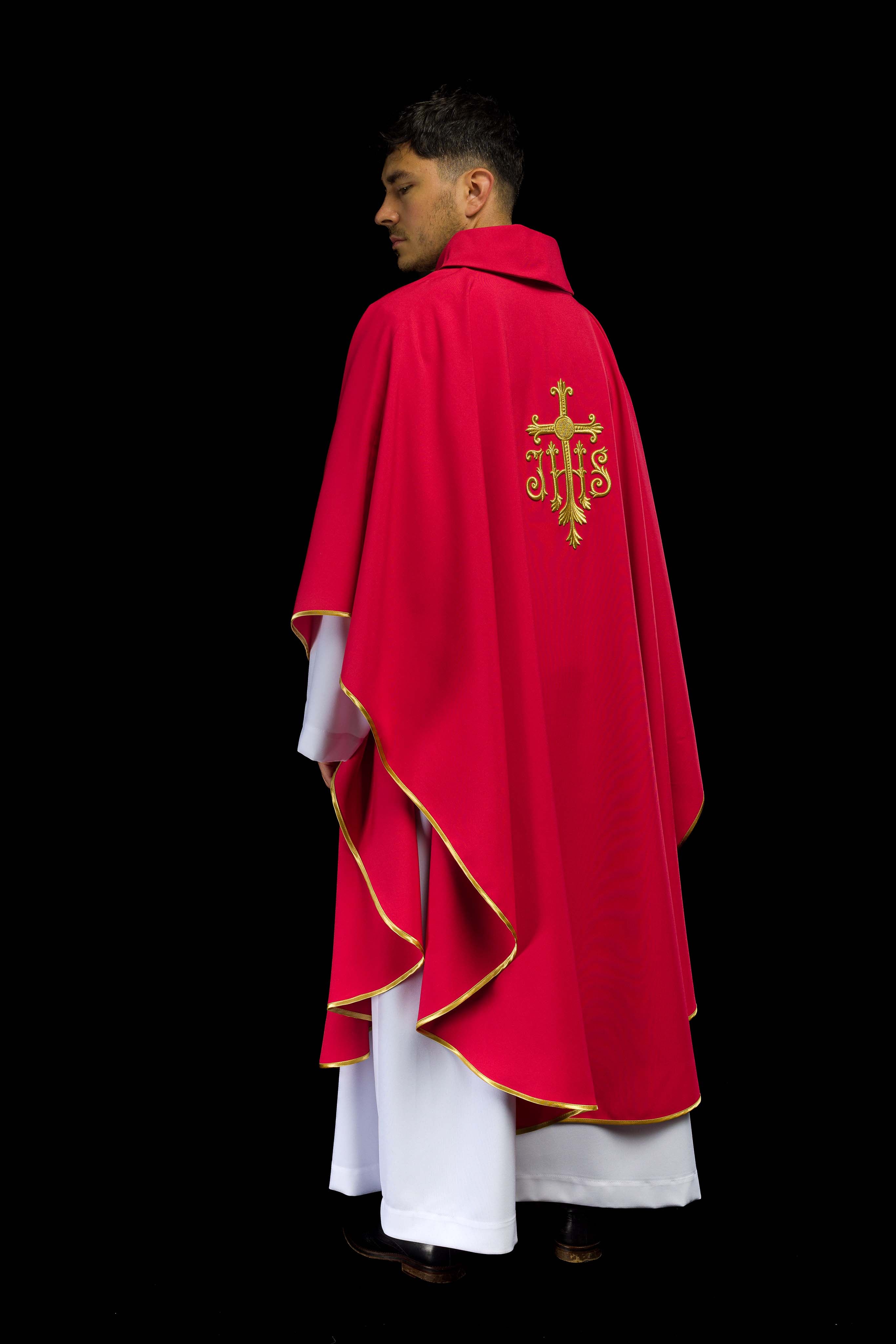 Casula ricamata Rossa con simbolo JHS