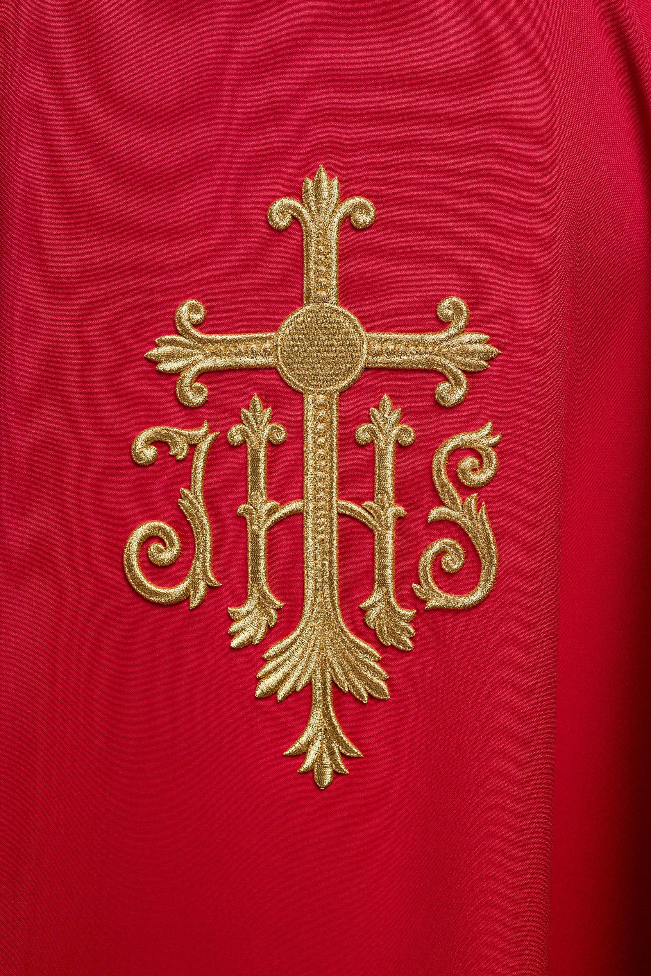 Casula ricamata Rossa con simbolo JHS