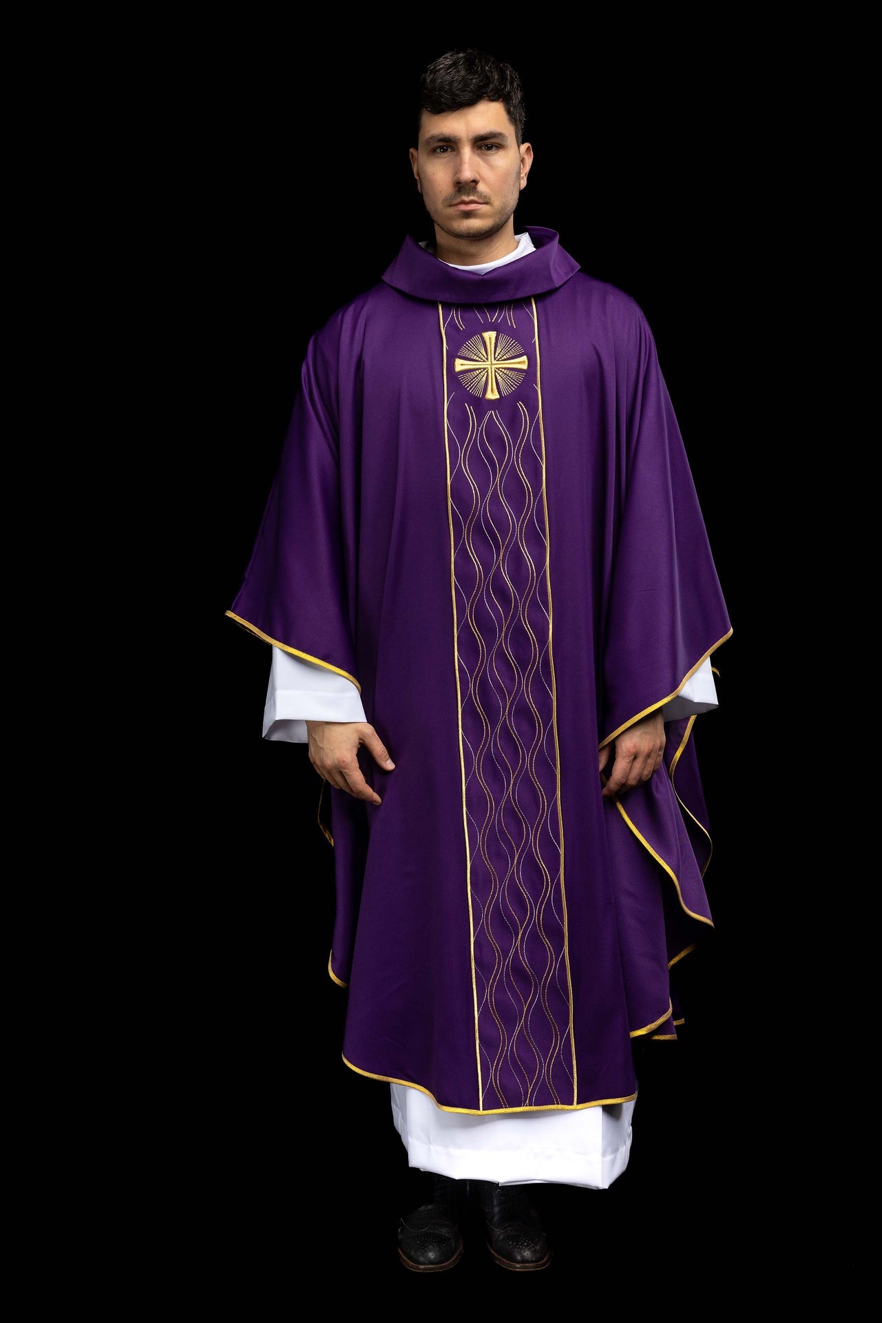 Ornat haftowany Krzyż fioletowy - ORNATY.PL