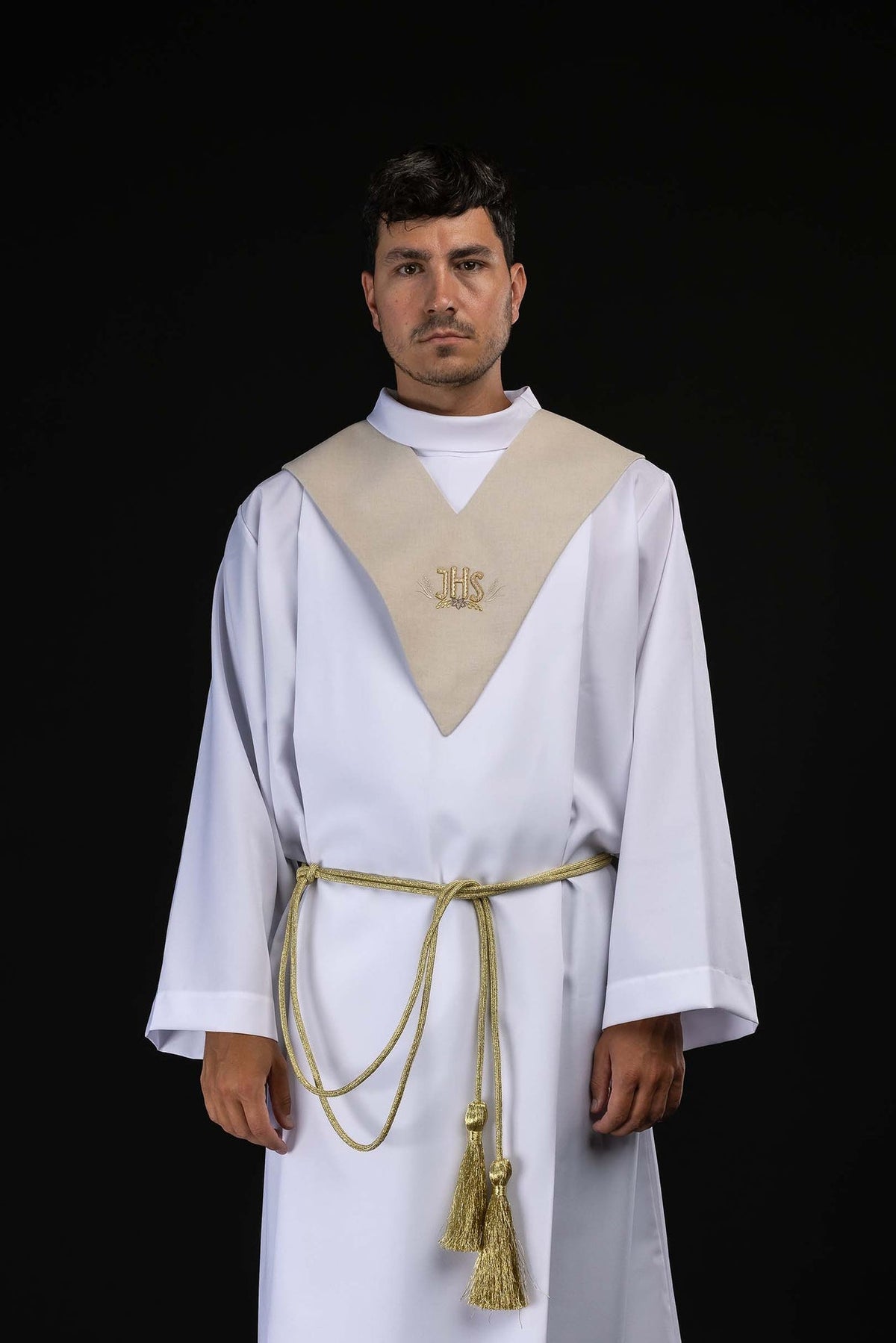 Palliotto da lettore avorio con ricamo IHS