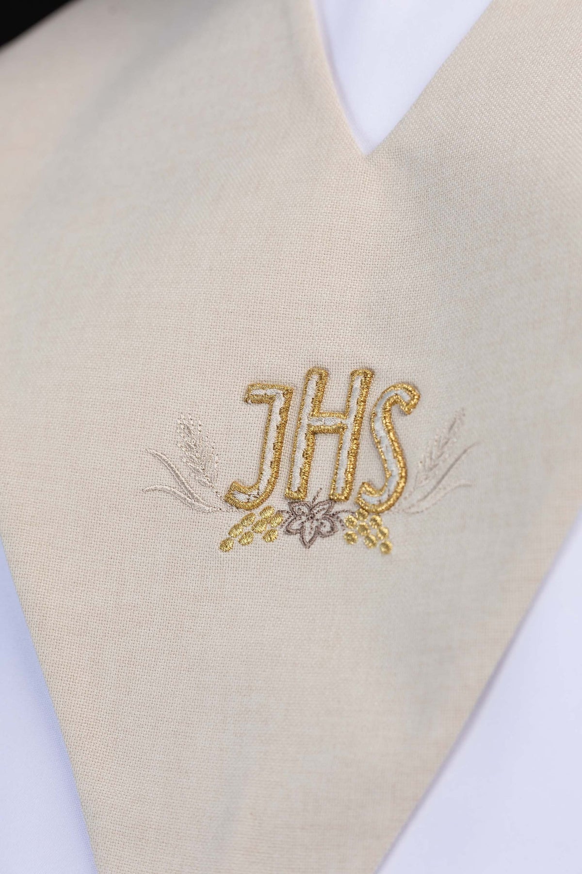 Palliotto da lettore avorio con ricamo IHS