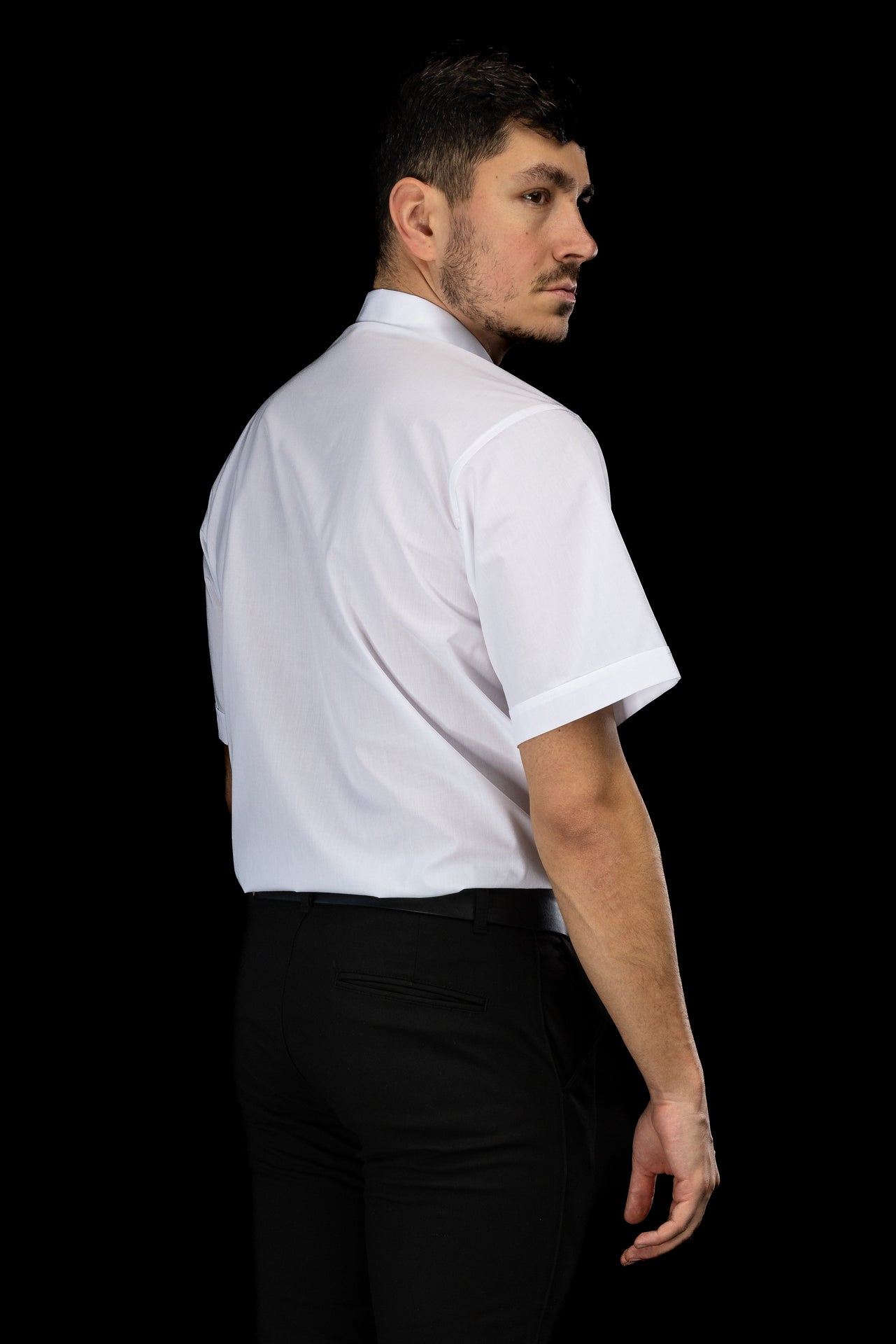 Camicia clergy bianca a maniche corte con colletto romano