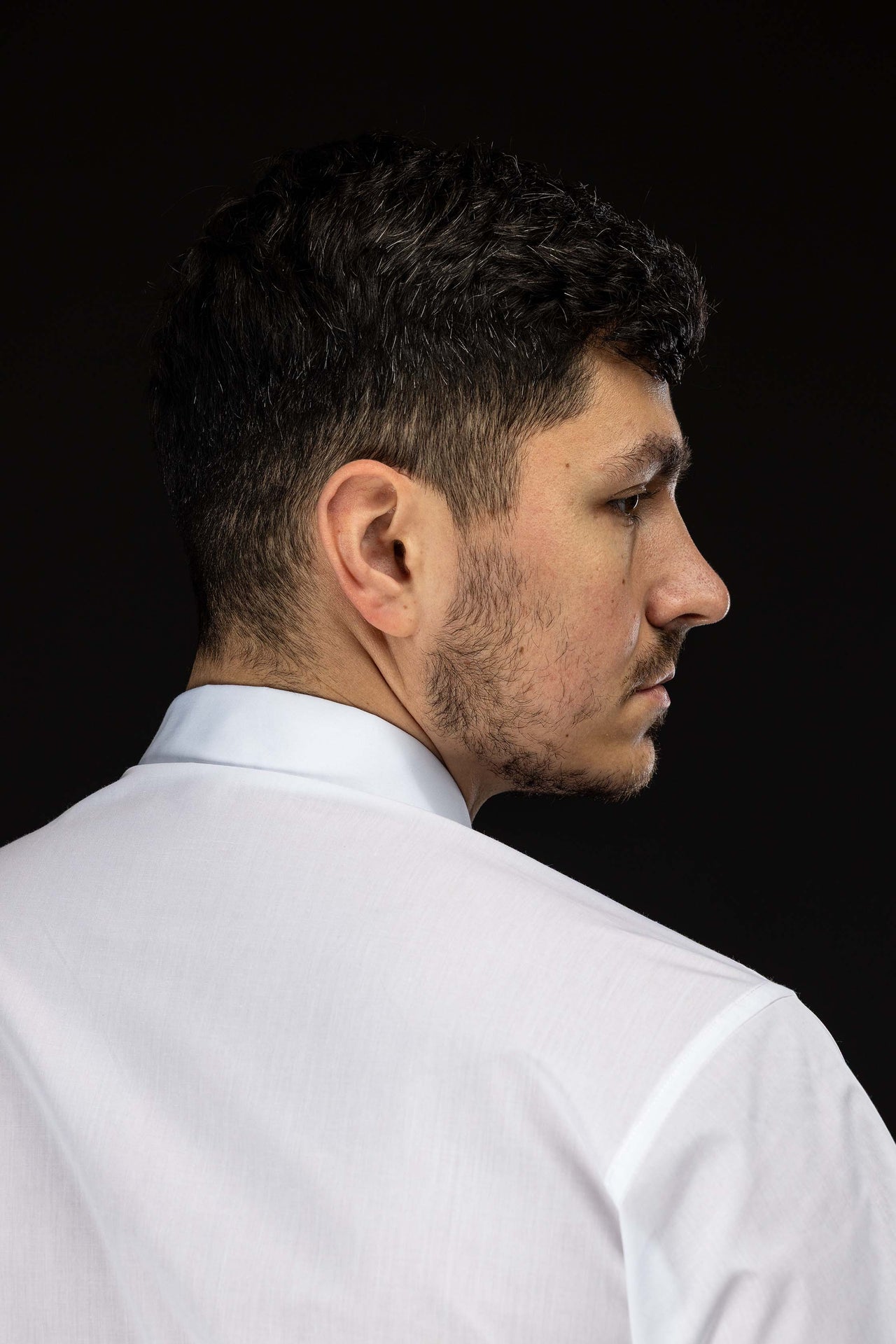 Camicia clergy bianca a maniche corte con colletto romano