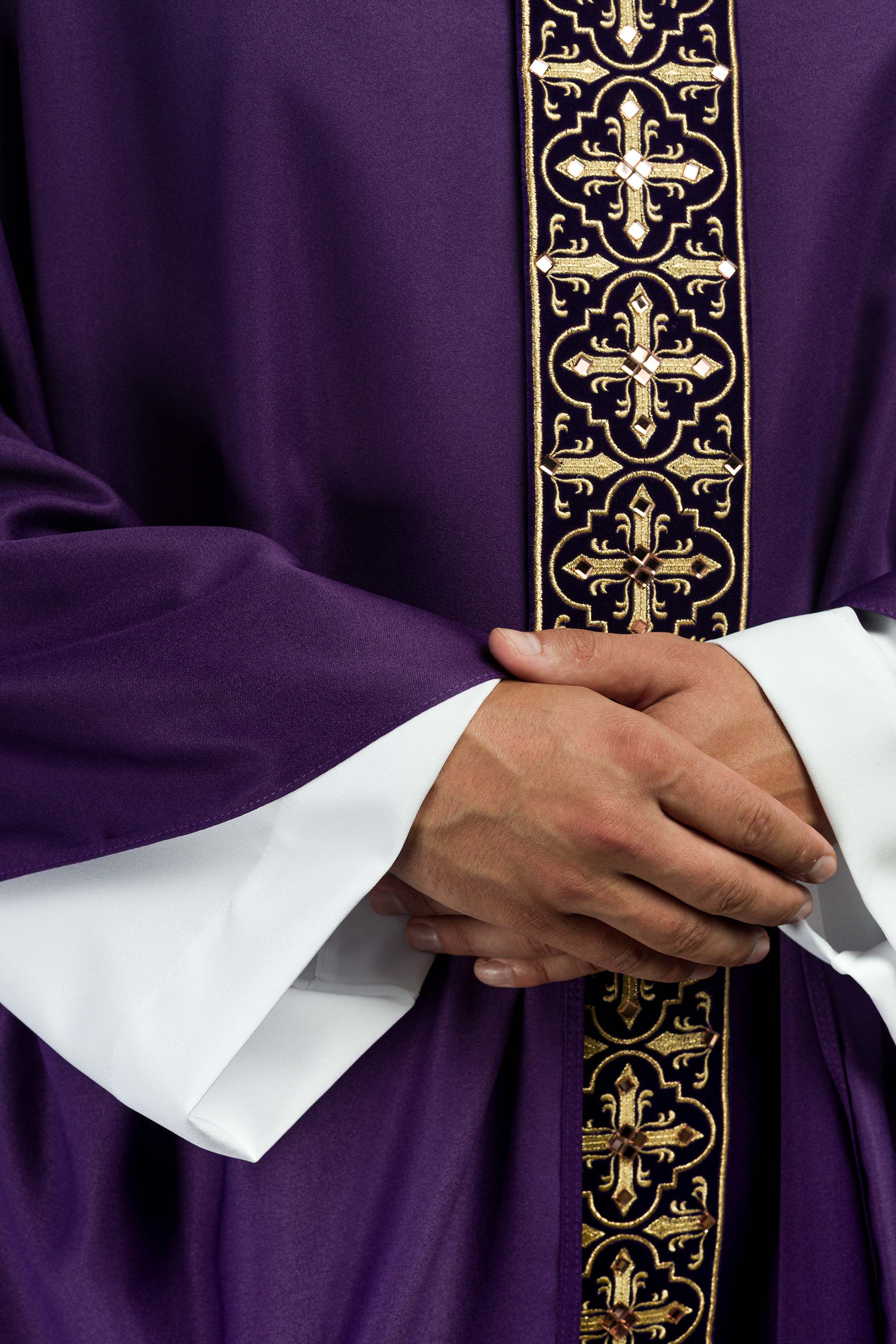 Casula Viola con Stolone ricamato motivo Croce