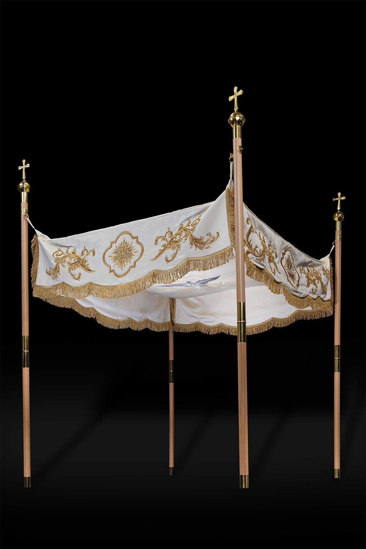 Baldacchino processionale ecrù per Corpus Domini, ricamato, 140 × 160 cm KDT/0053/05/20 140*160 - PERILPRETE.IT
