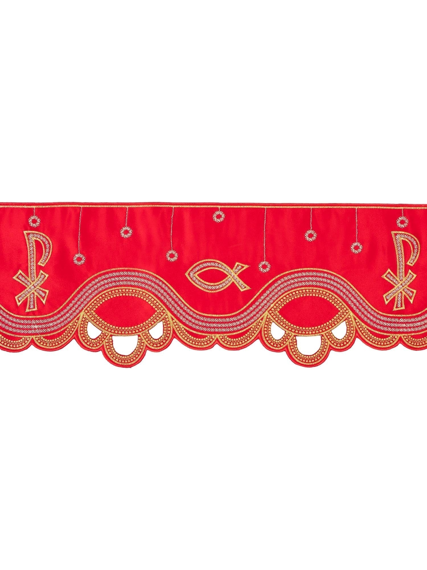 Balza per tovaglia d'altare con ricamo frontale PAX Rosso KOM/036/02 20cm 3,5m - PERILPRETE.IT