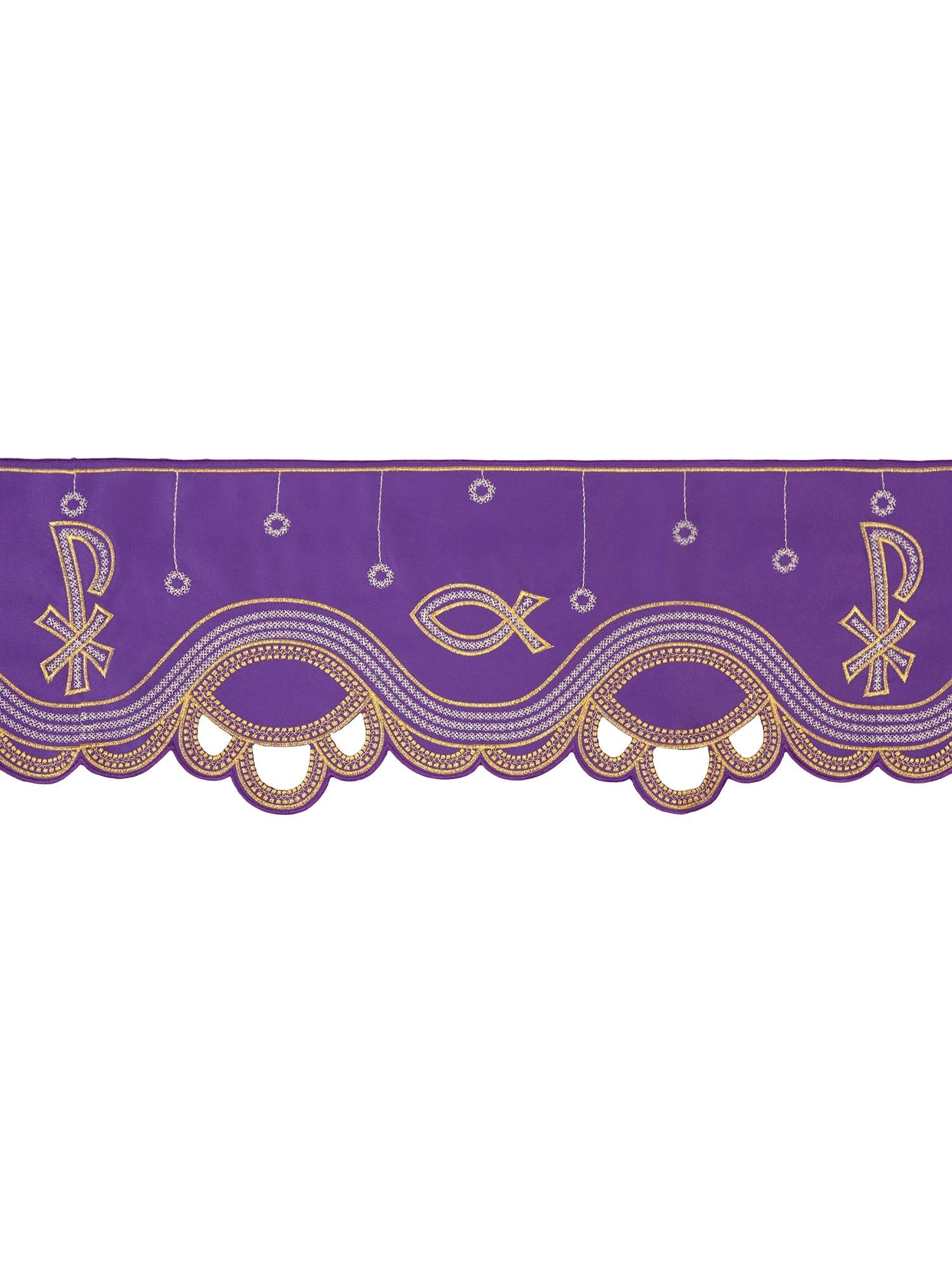 Balza per tovaglia d'altare con ricamo frontale PAX Viola KOM/036/03 20cm 3,5m - PERILPRETE.IT