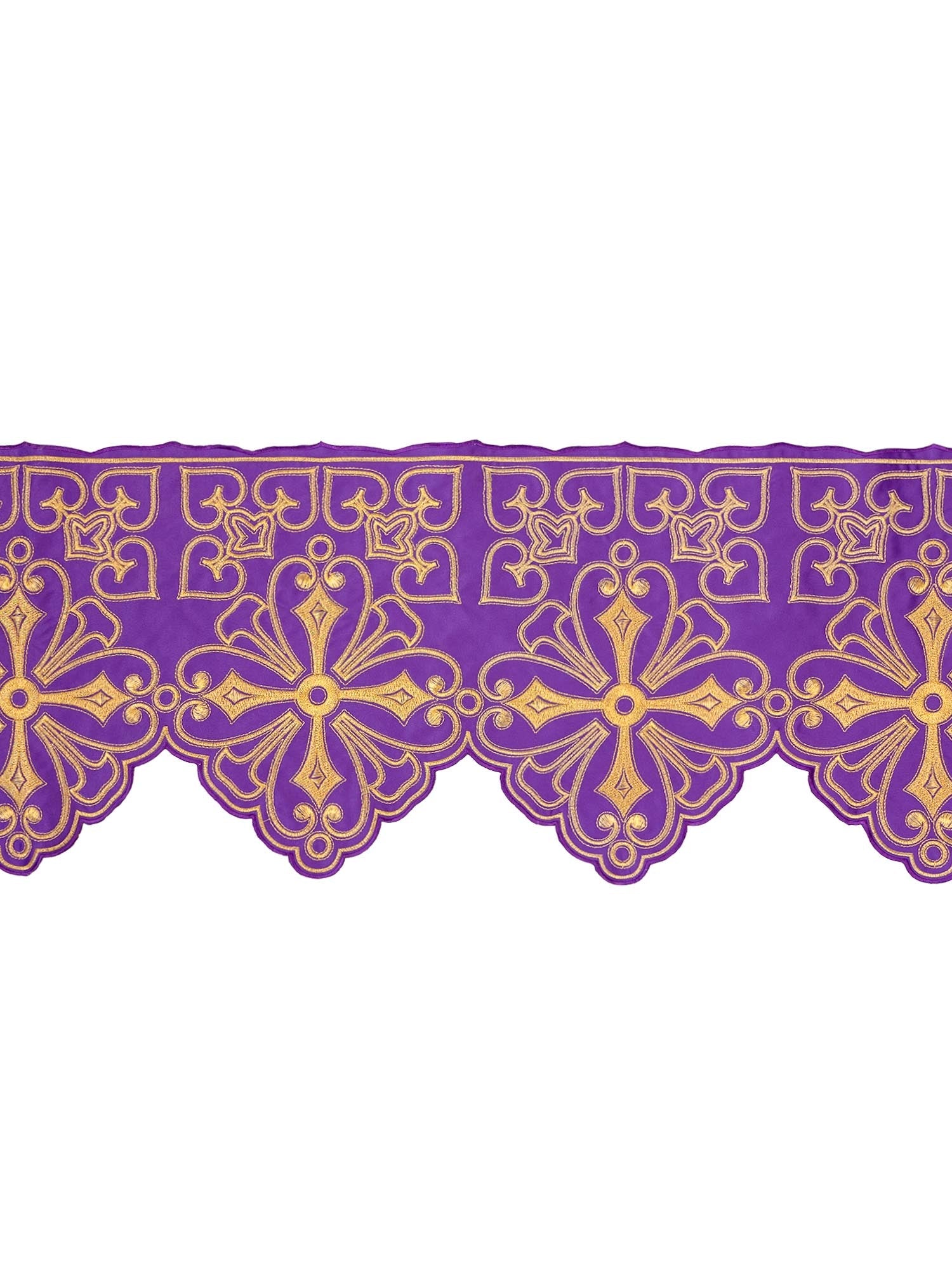 Balza per tovaglia d'altare con ricamo frontale Rosetta Viola KOM/038/03 22cm 3,5m - PERILPRETE.IT