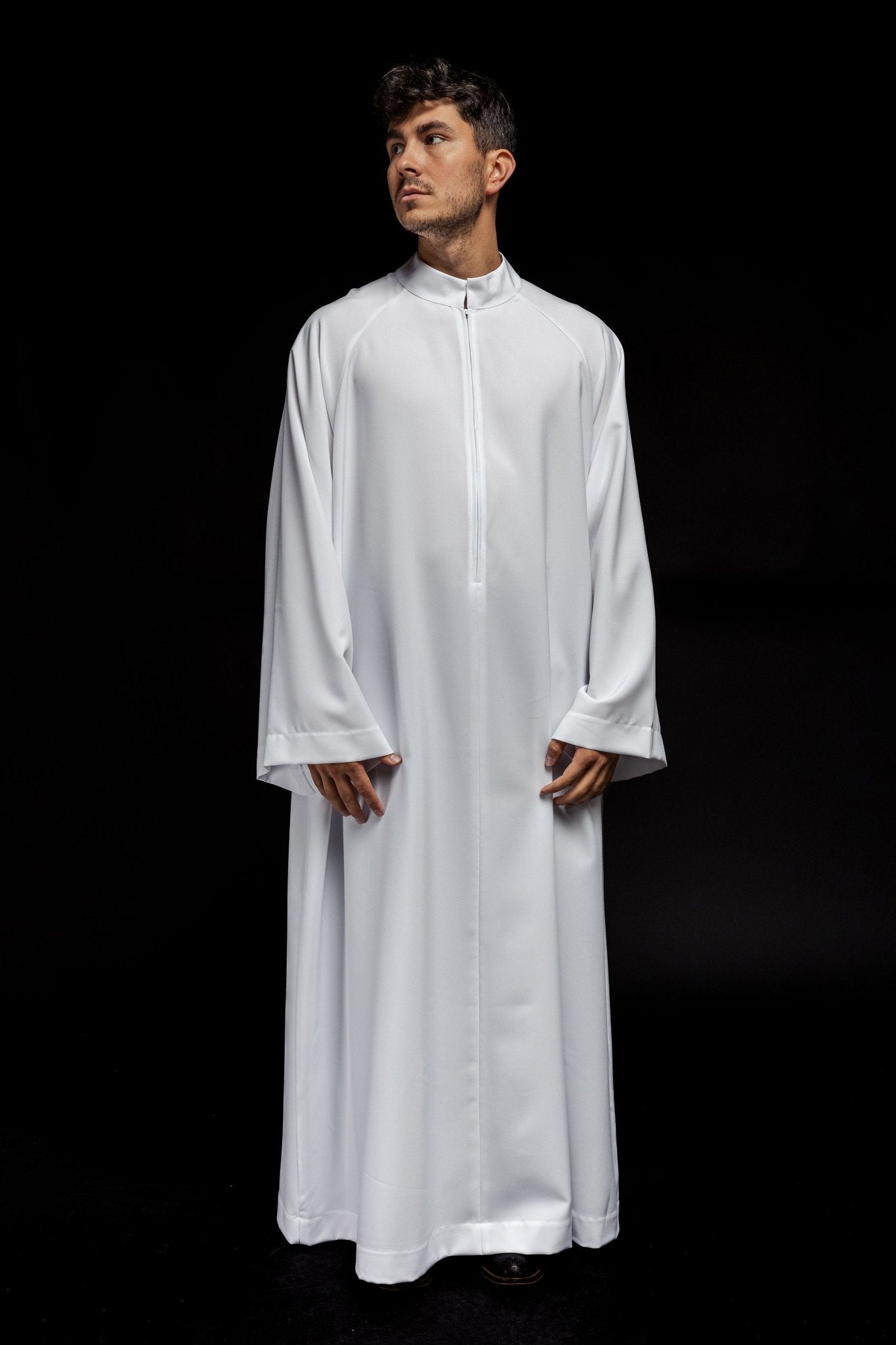 Camice sacerdotale bianco con cerniera frontale KAB/024/04/12 155cm/188cm - PERILPRETE.IT