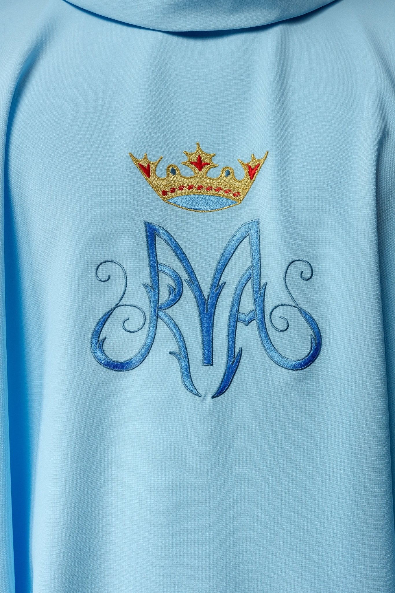 Casula Azzurra con stolone ricamato con Monogramma Mariano in blu KOR/127/06/12 NIEBIESKI - PERILPRETE.IT