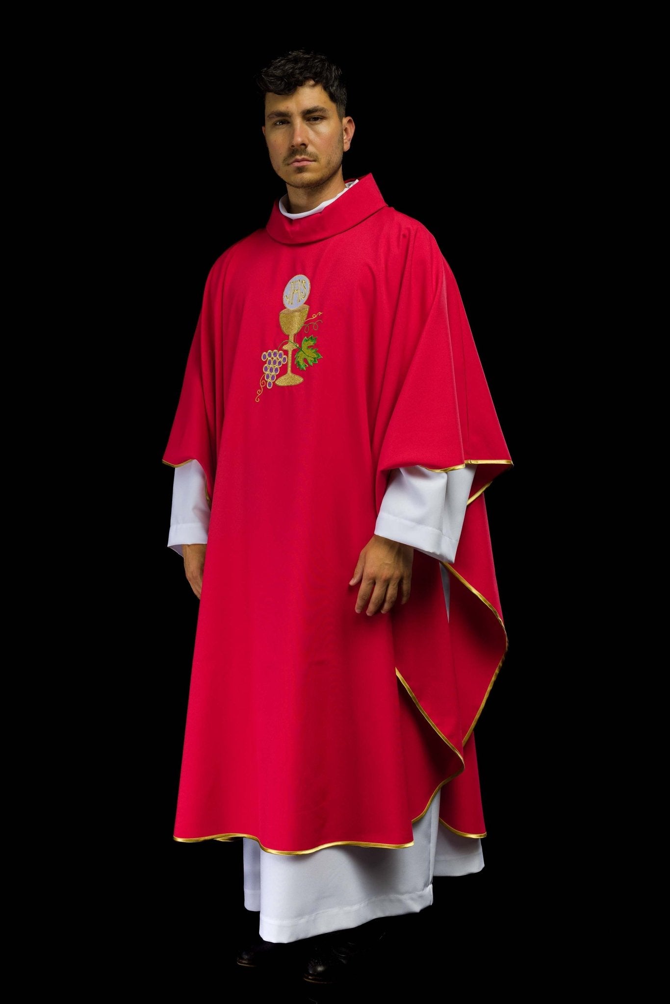 Casula Calice Croce e Uva écru KOR/208/02/12 CZERWONY - PERILPRETE.IT