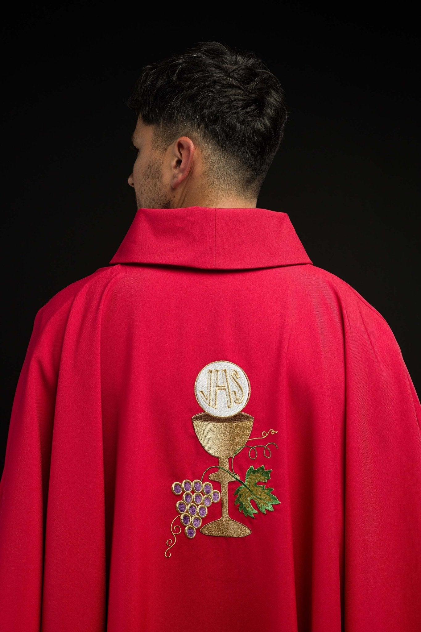 Casula Calice Croce e Uva écru KOR/208/02/12 CZERWONY - PERILPRETE.IT