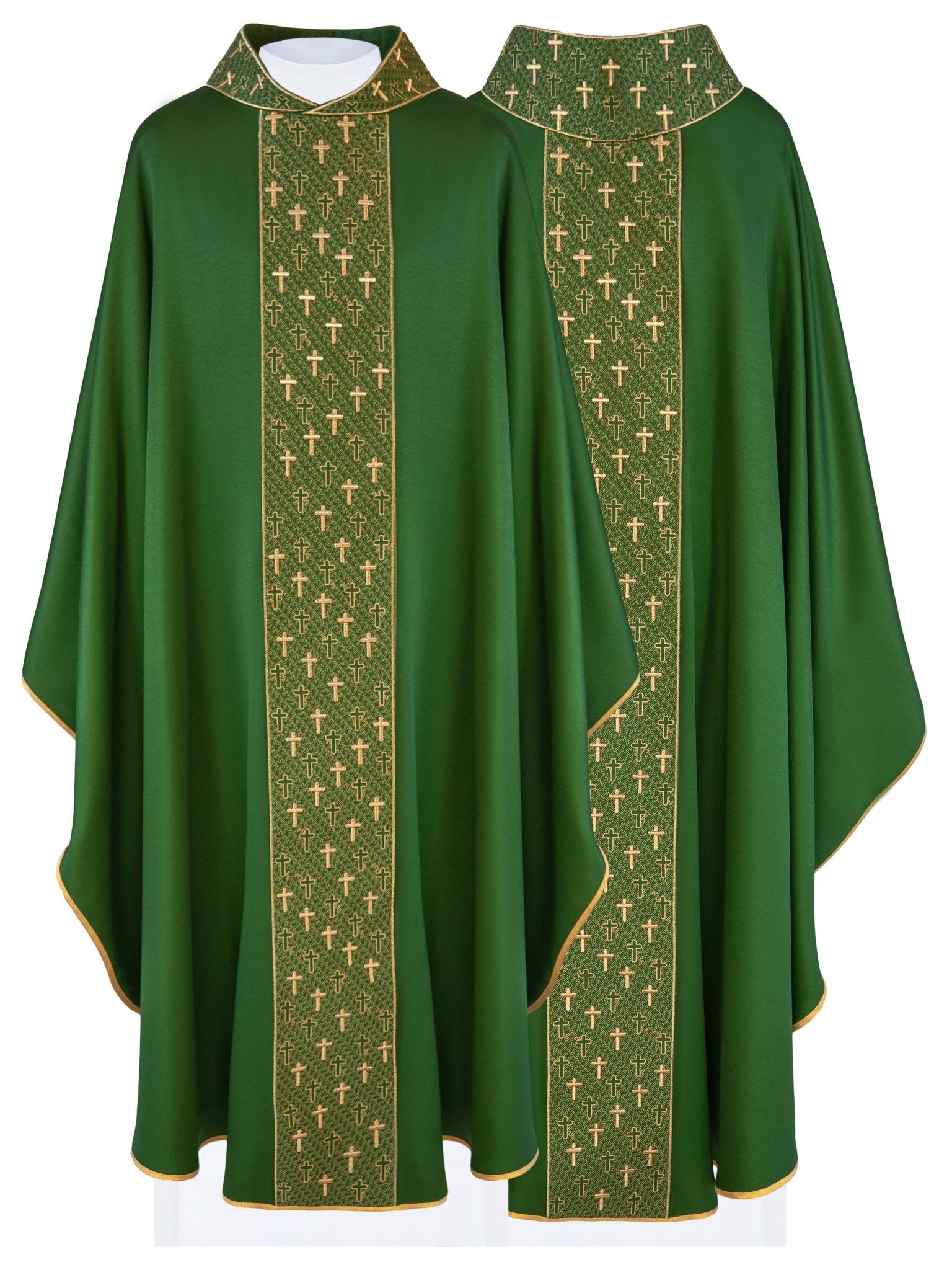 Casula con cintura riccamente ricamata a croci di colore verde S - 7062 - 01 - 53 - PERILPRETE.IT