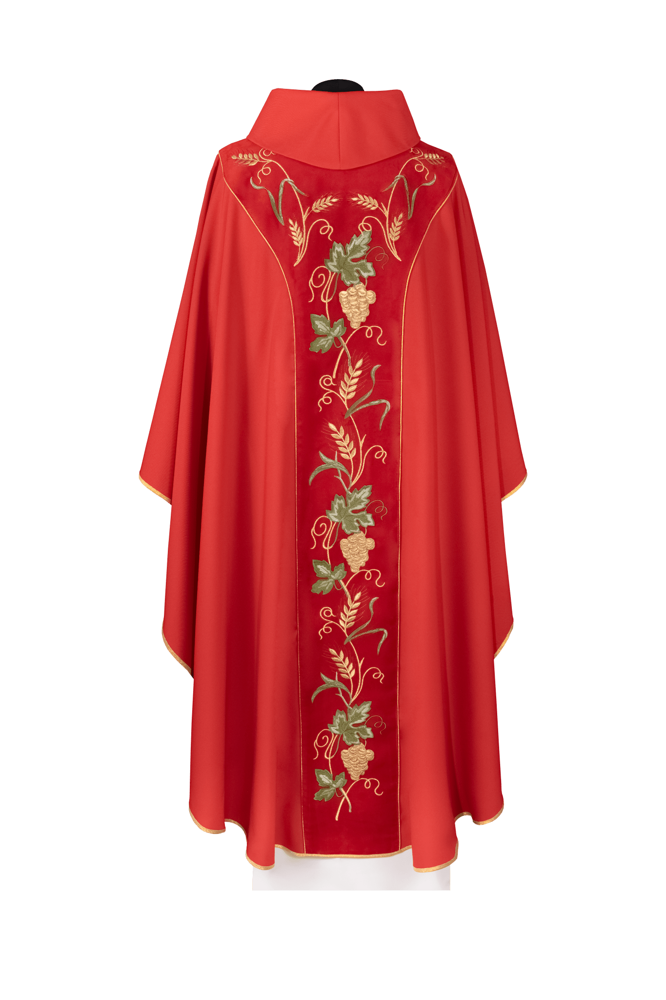 Casula con fascia rossa in velluto e ricamo IHS KDT/7050/02/53/PA CZERWONY - PERILPRETE.IT