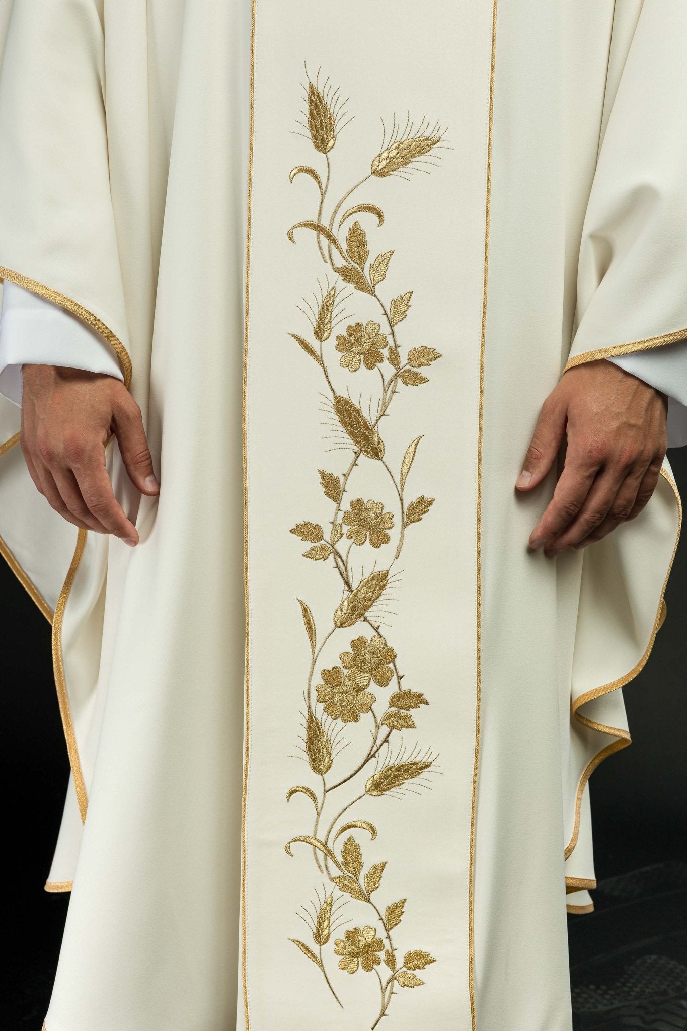 Casula Écru ricamo Croce e Spighe di grano KOR/375/05/53 ECRU - PERILPRETE.IT