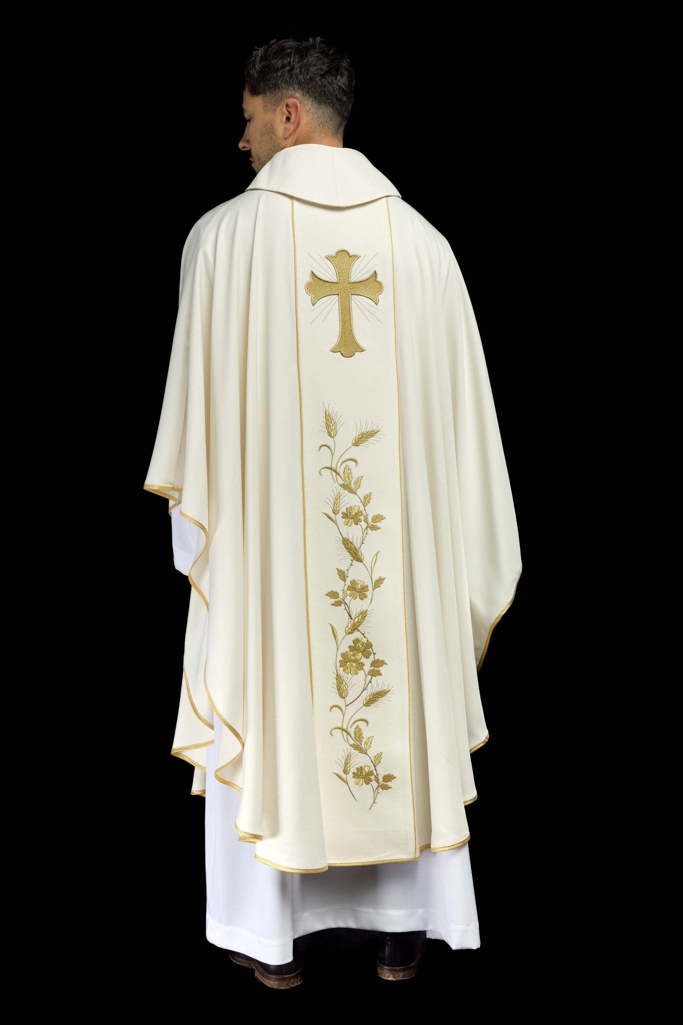 Casula Écru ricamo Croce e Spighe di grano KOR/375/05/53 ECRU - PERILPRETE.IT