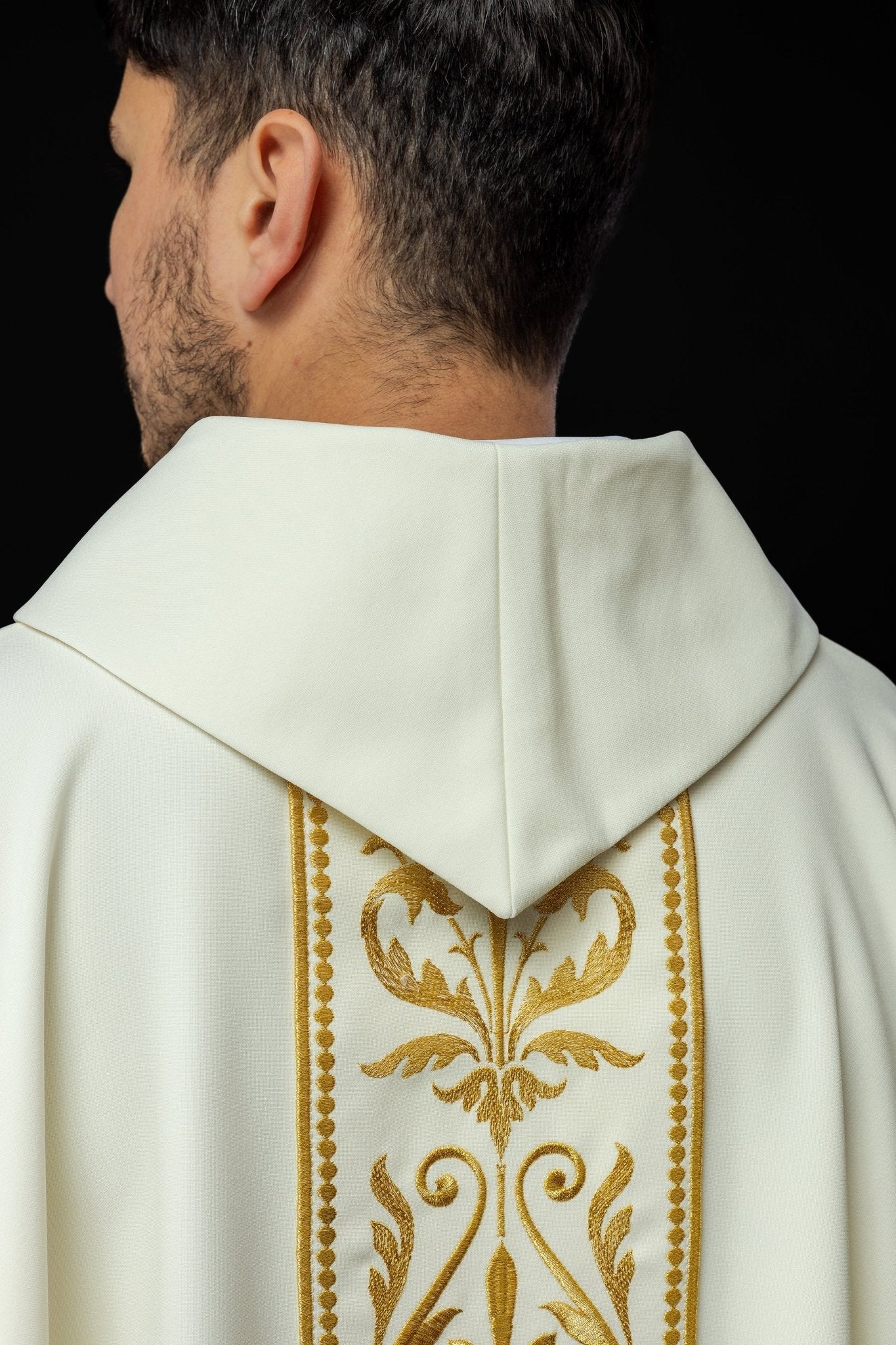 Casula liturgica écru con fascia ricamata KOR/008/05/01 ECRU - PERILPRETE.IT