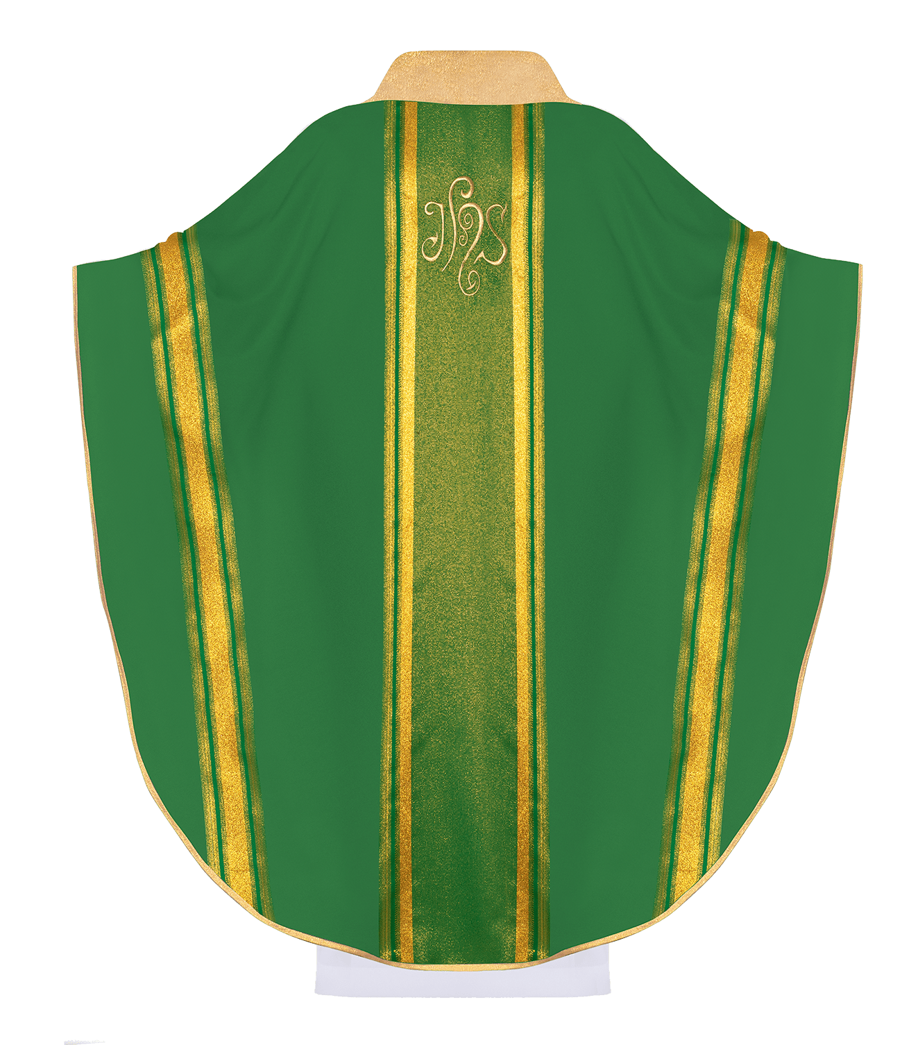 Casula liturgica Verde decorata con ricamo IHS KOR/183/01/27 ZIELONY - PERILPRETE.IT