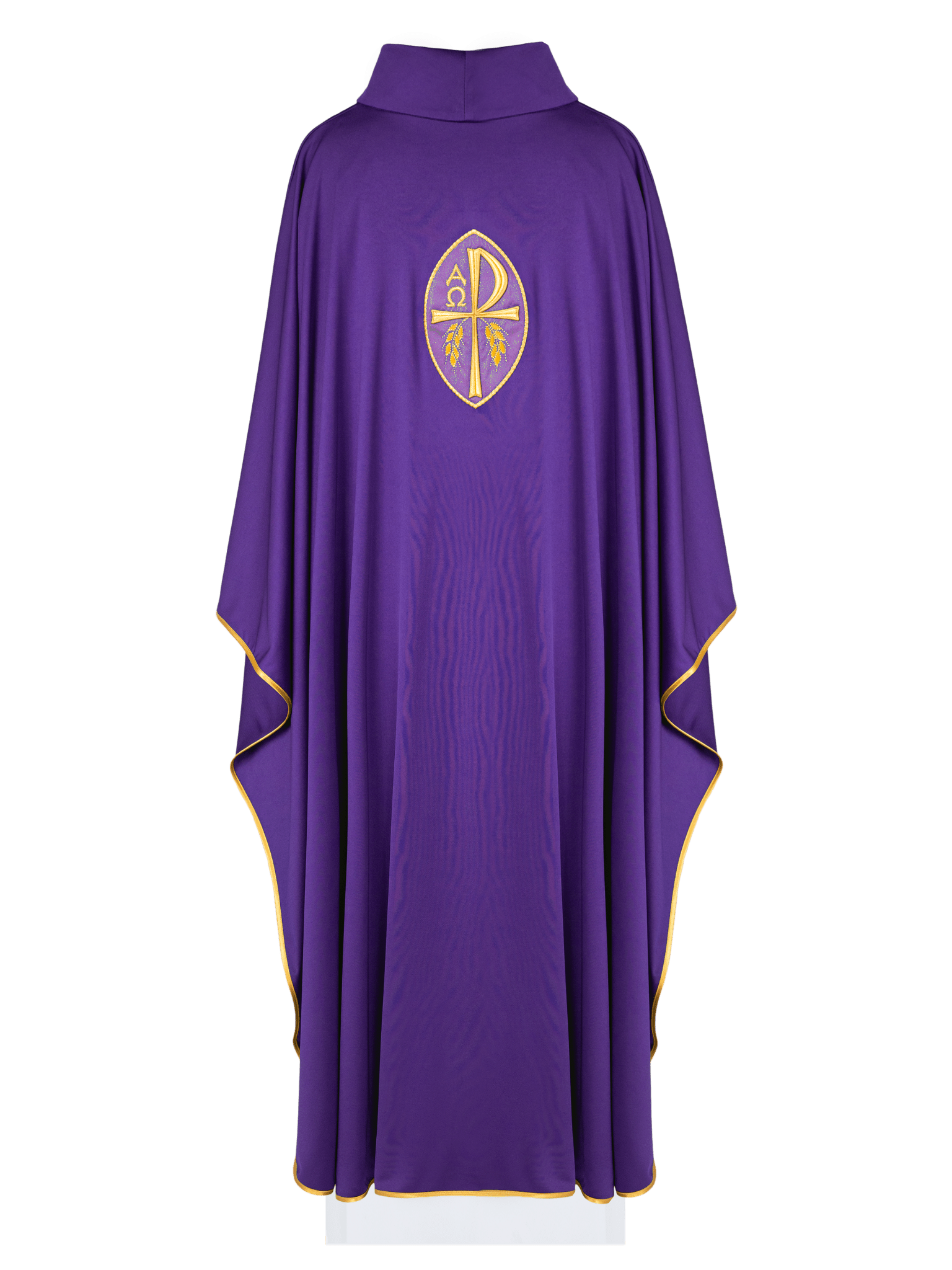 Casula ricamata con croce viola, maglia leggera SACROLITE KOR/387/03/78 - PERILPRETE.IT
