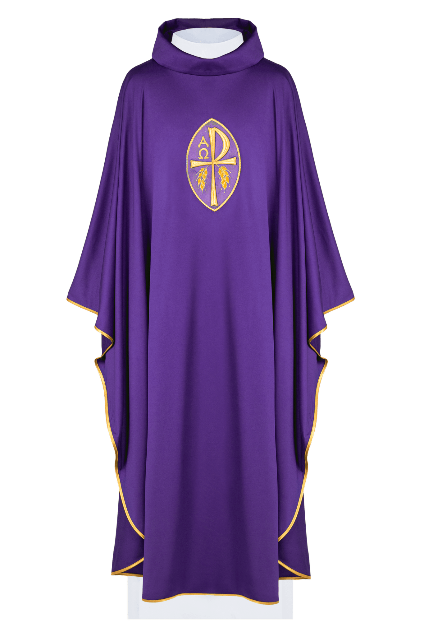 Casula ricamata con croce viola, maglia leggera SACROLITE KOR/387/03/78 - PERILPRETE.IT