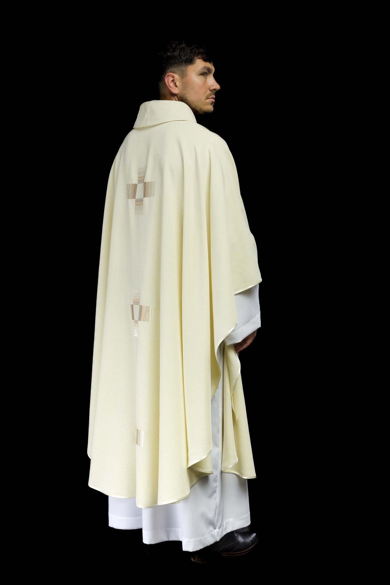 Casula ricamata con croci ecrù HA7033-05 ECRU - PERILPRETE.IT