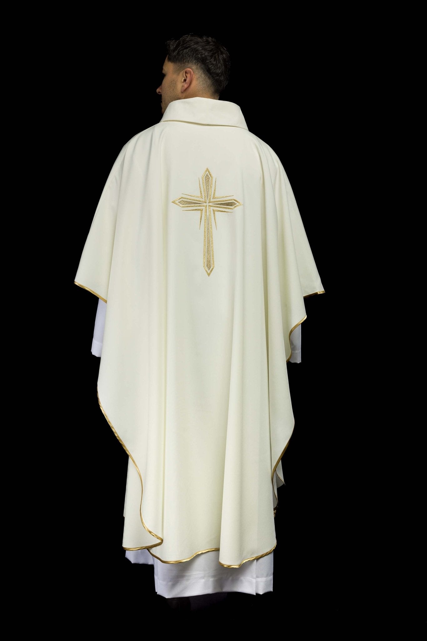 Casula ricamata con motivo della Santa Croce KOR/037/05/12 ECRU - PERILPRETE.IT