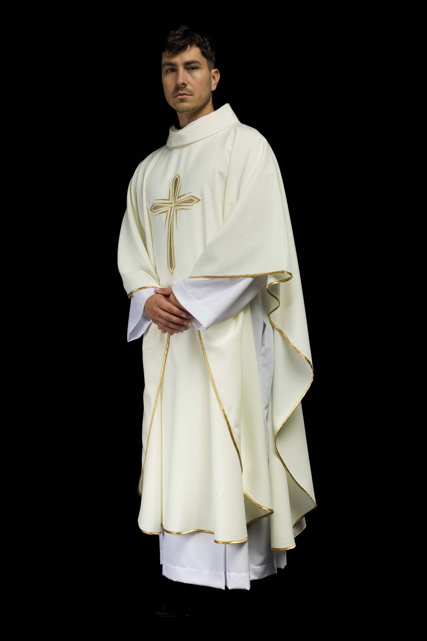 Casula ricamata con motivo della Santa Croce KOR/037/05/12 ECRU - PERILPRETE.IT