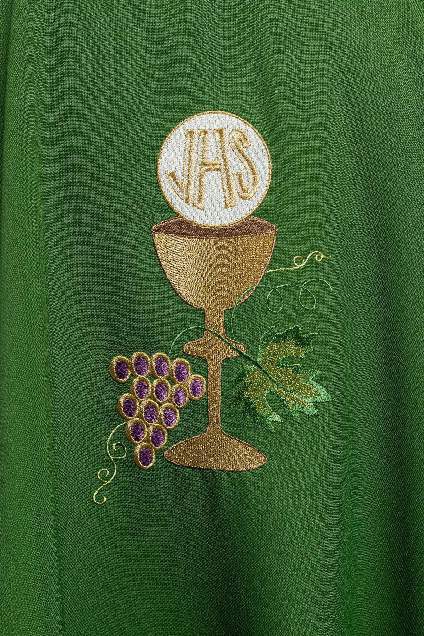Casula ricamata Verde Calice Uva KOR/208/01/12 ZIELONY - PERILPRETE.IT