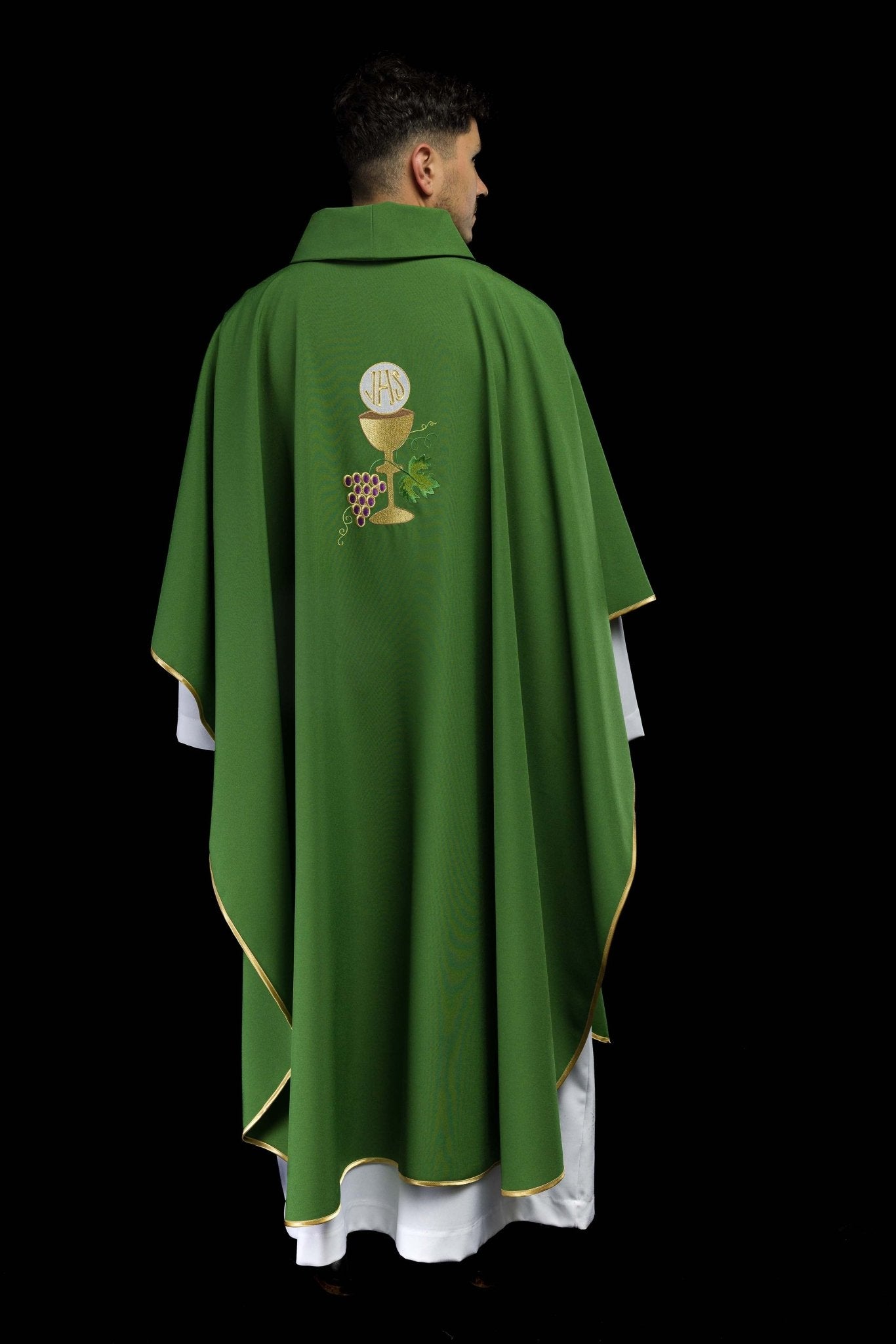 Casula ricamata Verde Calice Uva KOR/208/01/12 ZIELONY - PERILPRETE.IT