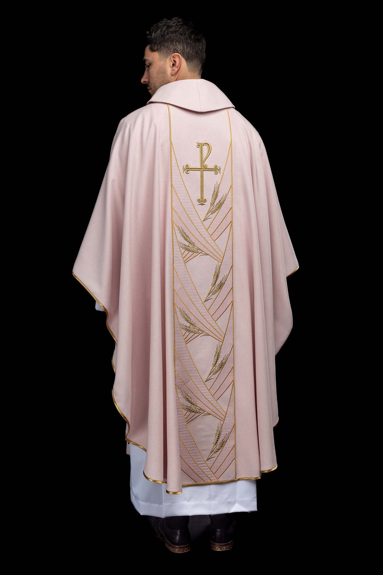 Casula rosa con fascia ricamata PAX LE/7050/08 - PERILPRETE.IT