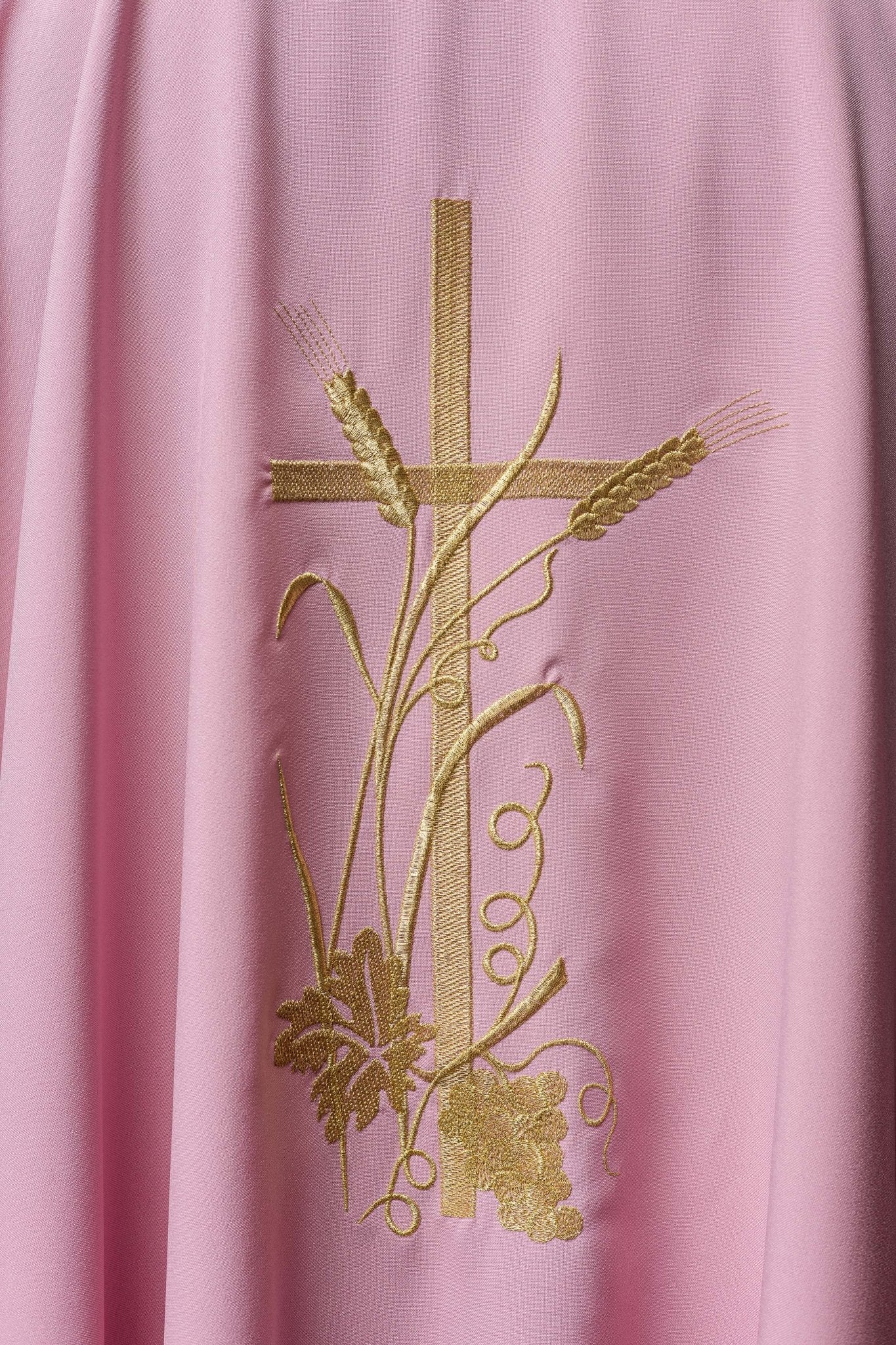 Casula Rosa con ricamo dorato della Croce KOR/026/08/12 RÓŻ - PERILPRETE.IT