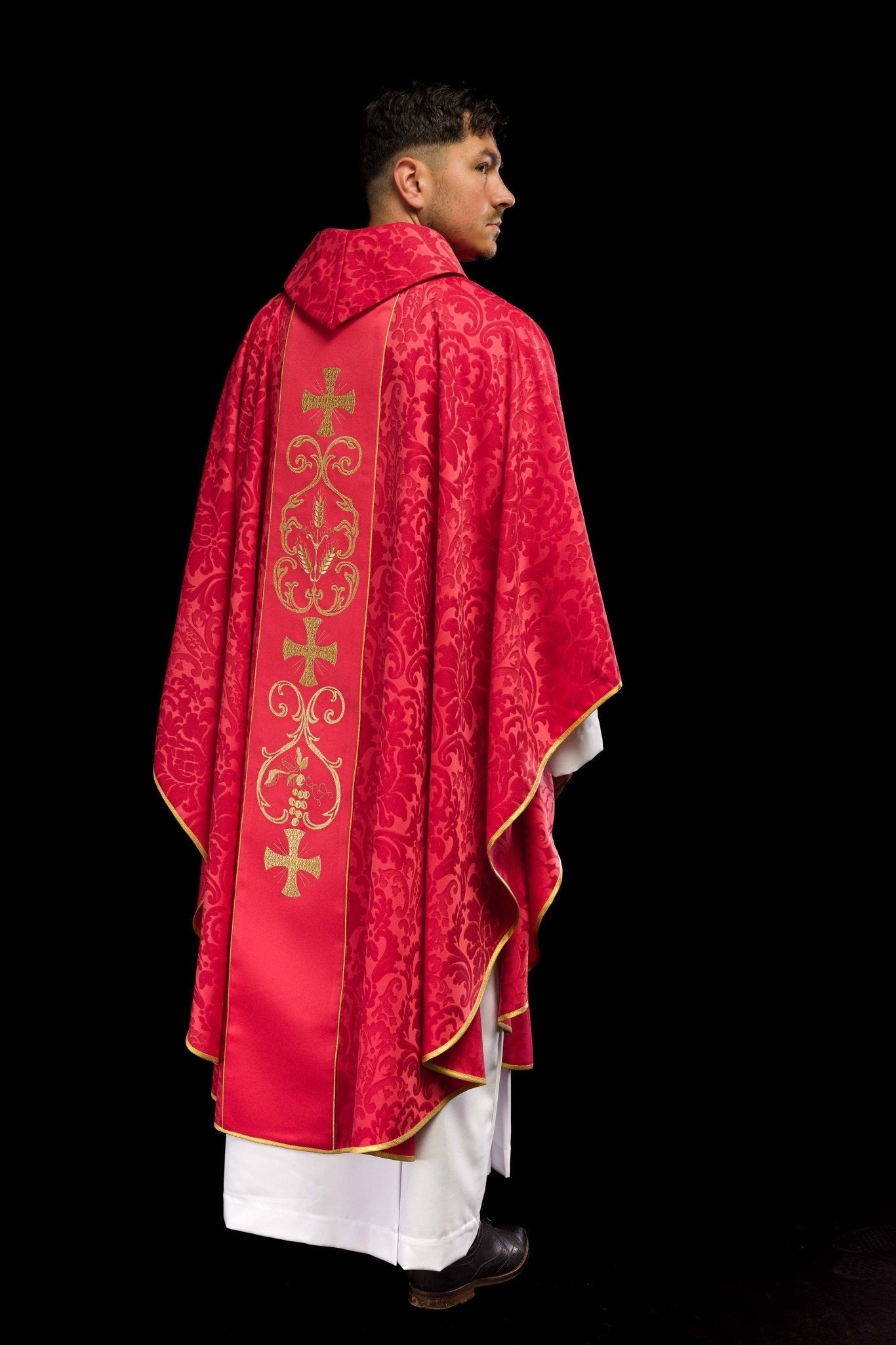 Casula Rossa con stolone ricamato KOR/148/02/81 - PERILPRETE.IT